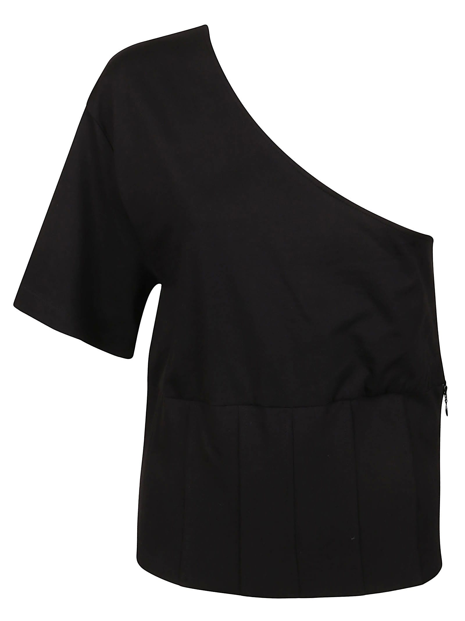 Shop Federica Tosi One Shoulder T-shirt In Nero