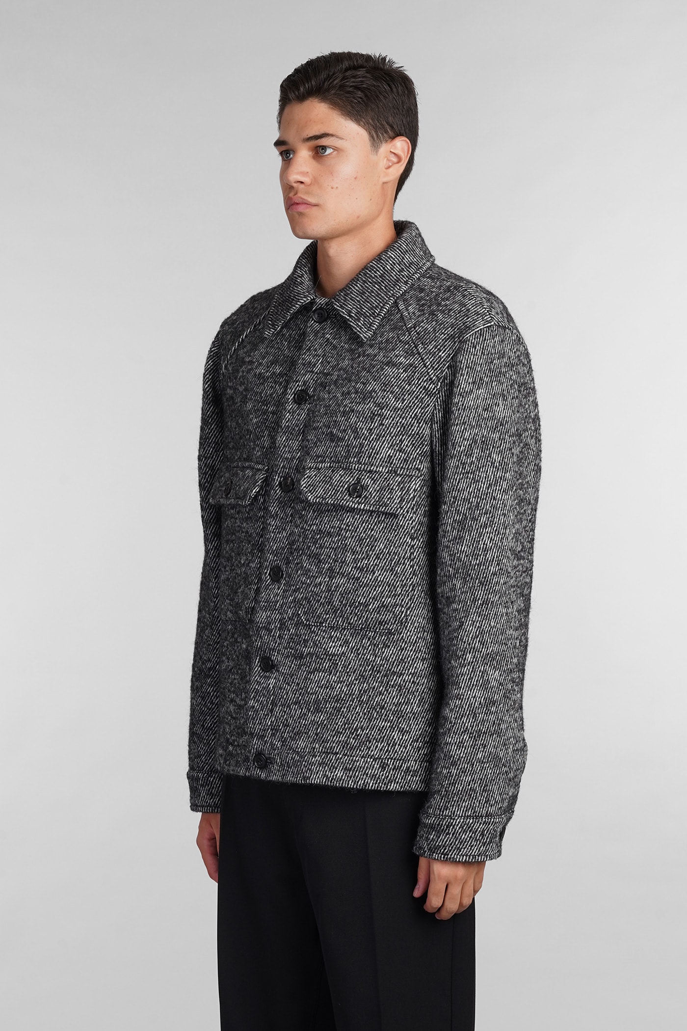 Shop Mauro Grifoni Casual Jacket In Black Wool