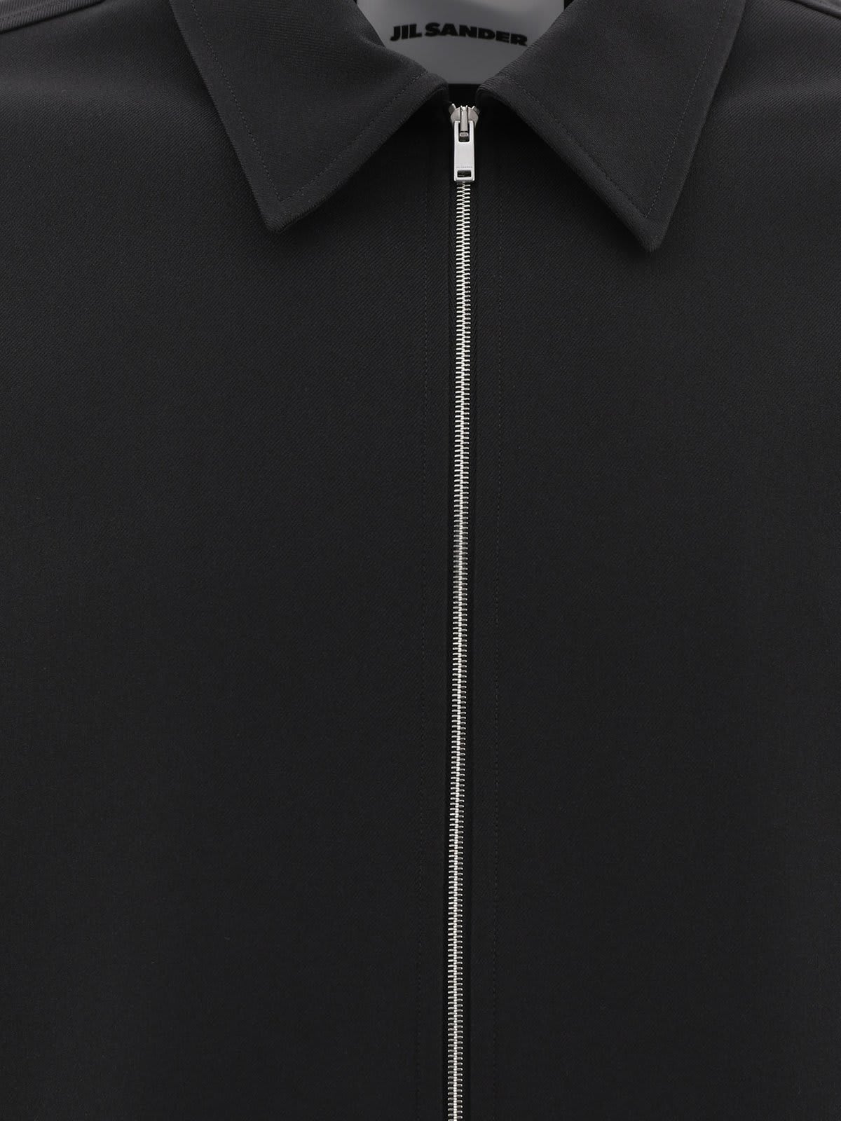 Shop Jil Sander Long-sleeved Gabardine Shirt In Black