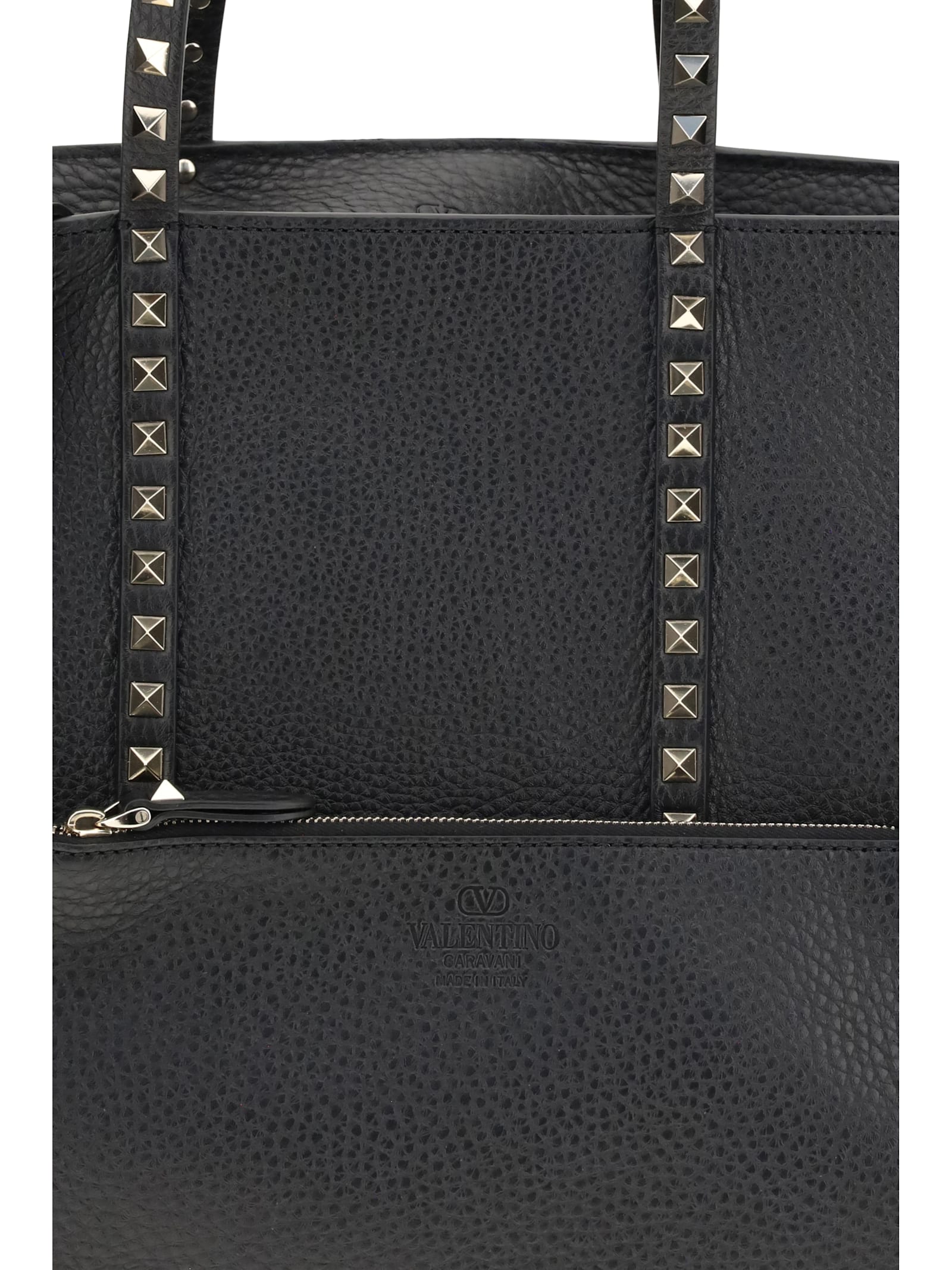 Valentino Rockstud Medium Shopping Bag In Black
