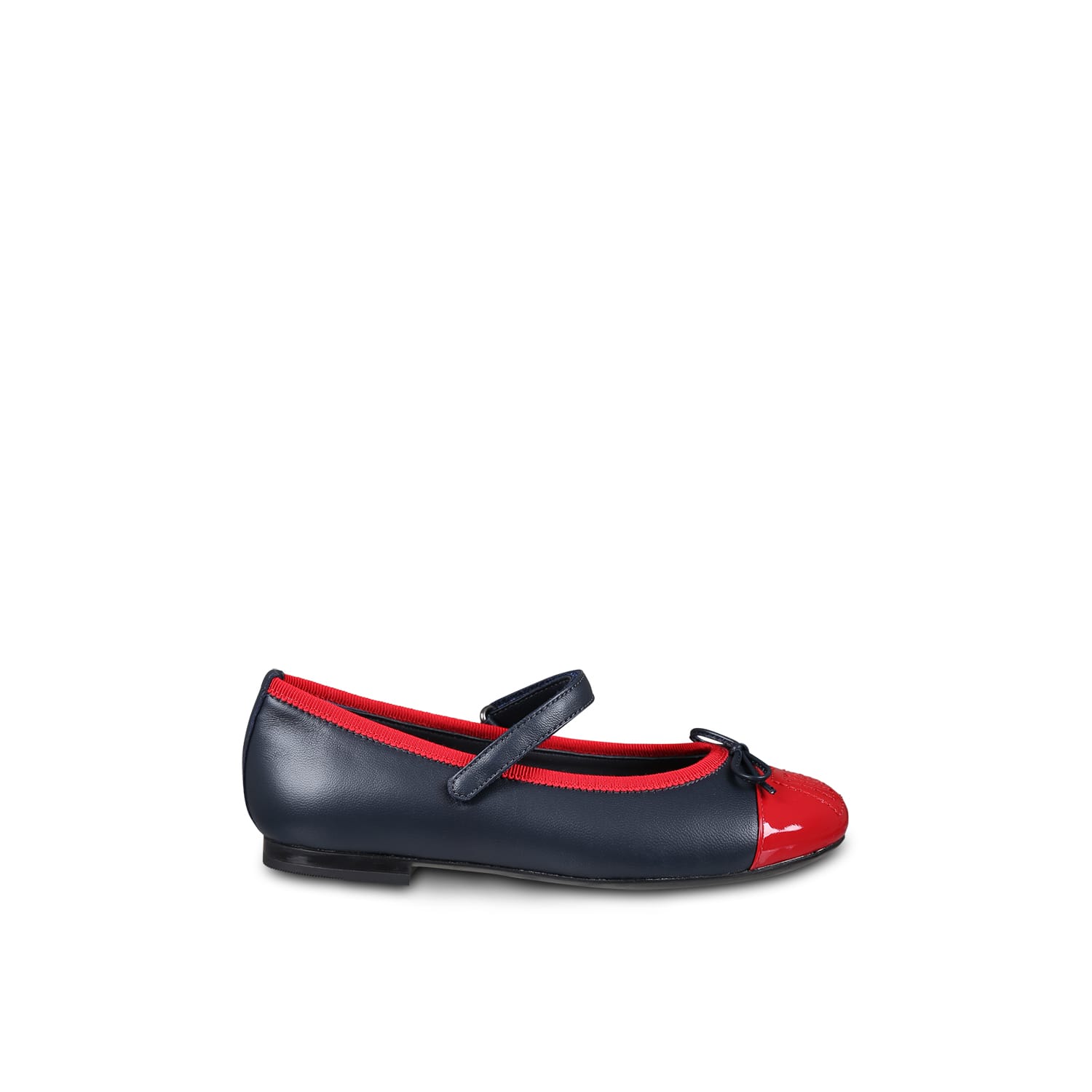 Dolce & Gabbana Girls Navy Blue Embroidered Leather Pumps In Blue