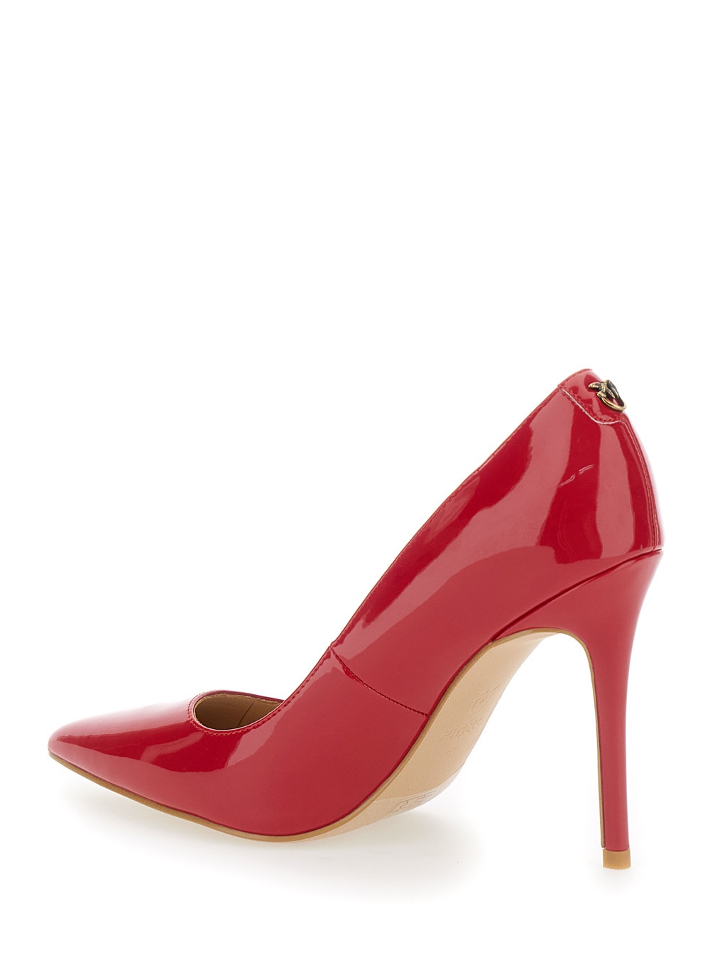 Shop Pinko Juliette Red Siletto Pumps With Logo Detail In Patent Leather Woman