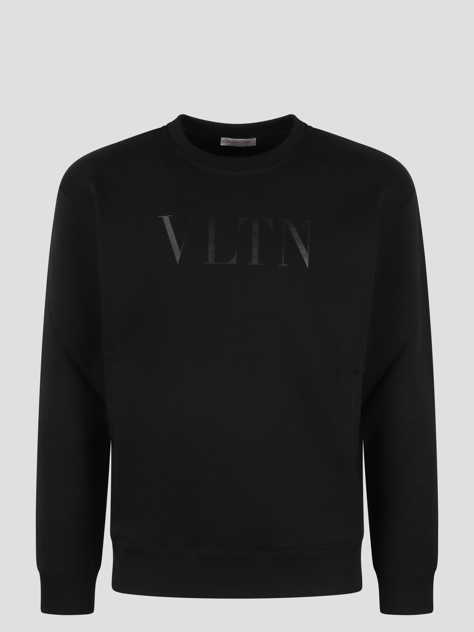 Valentino Cotton Crewneck Sweatshirt With Vltn Print In Black