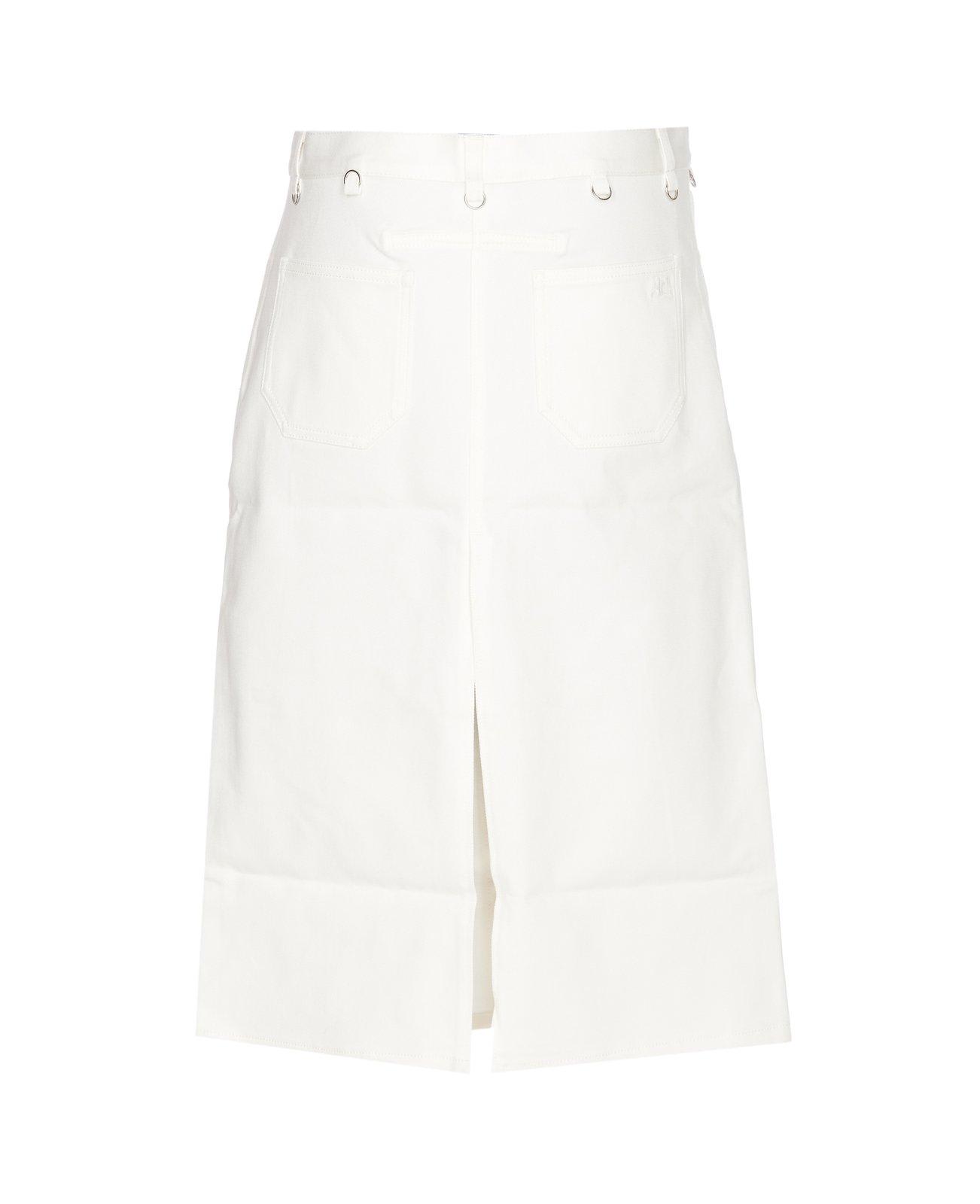 Shop Courrèges Multiflex Denim Skirt In White