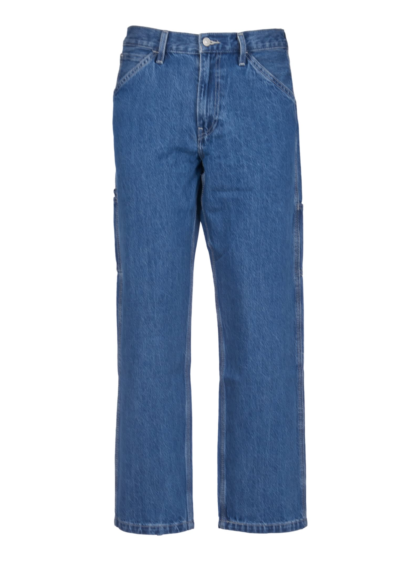 Shop Levi's Button Straight Jeans In Mid Blue