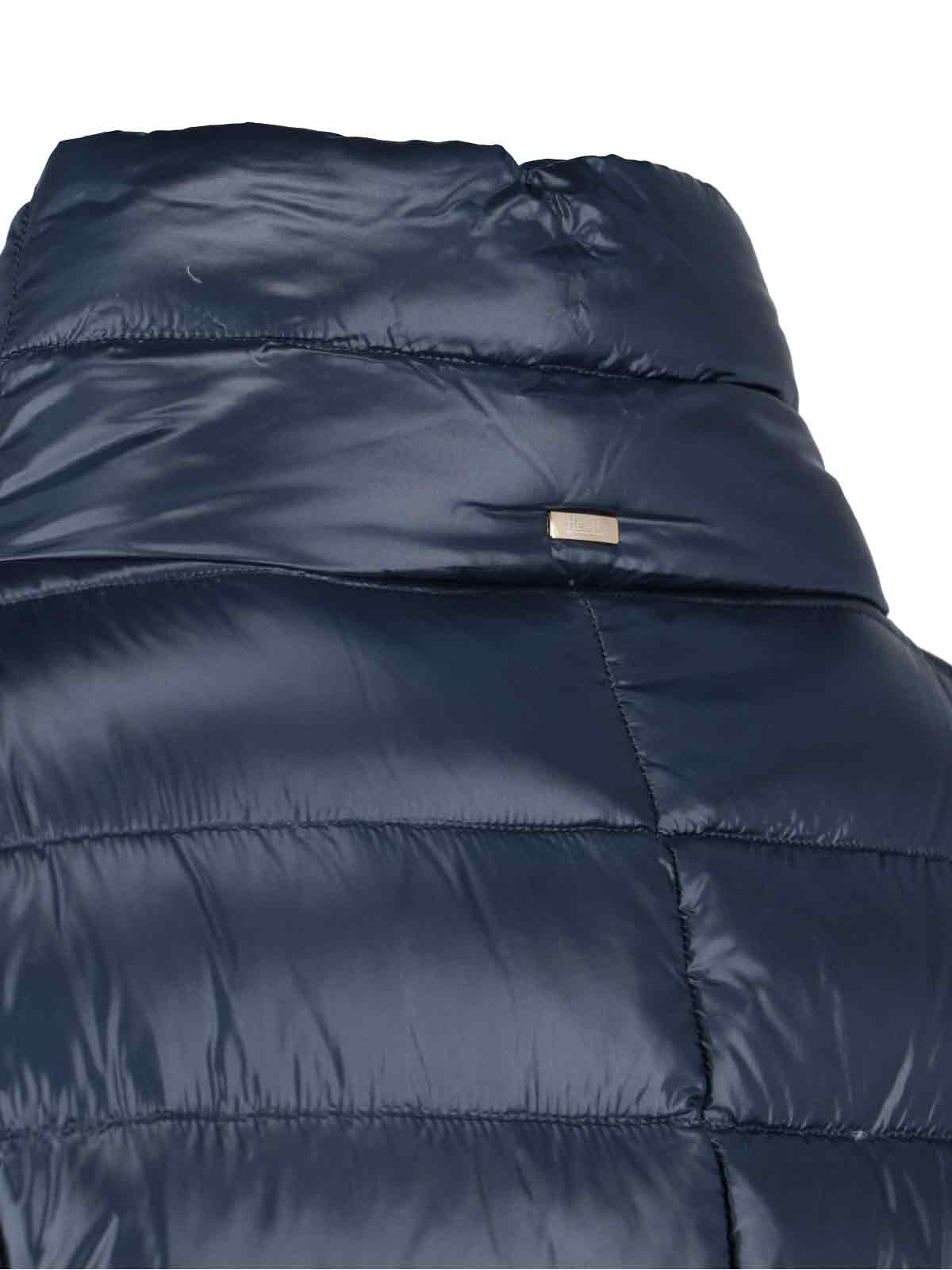 Herno High-collar Navy Quilted Nylon Coat In Blue