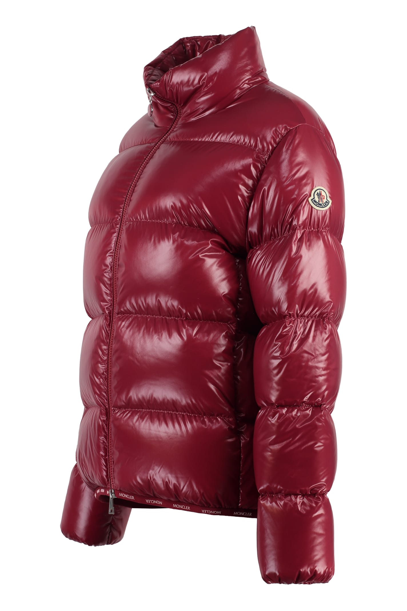 Shop Moncler Abbadia Short Down Jacket In Red