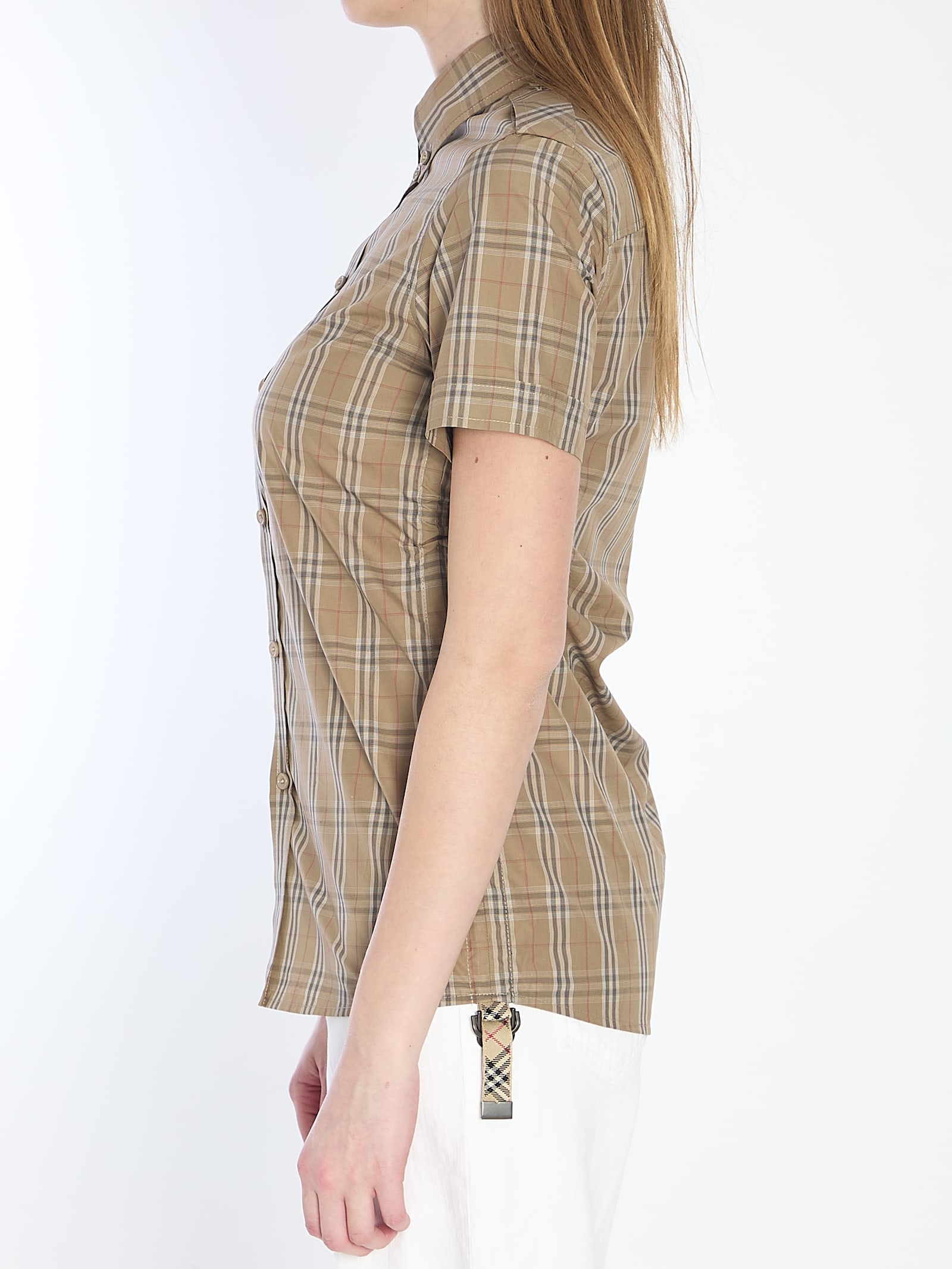 Shop Burberry Check Shirt In Brown