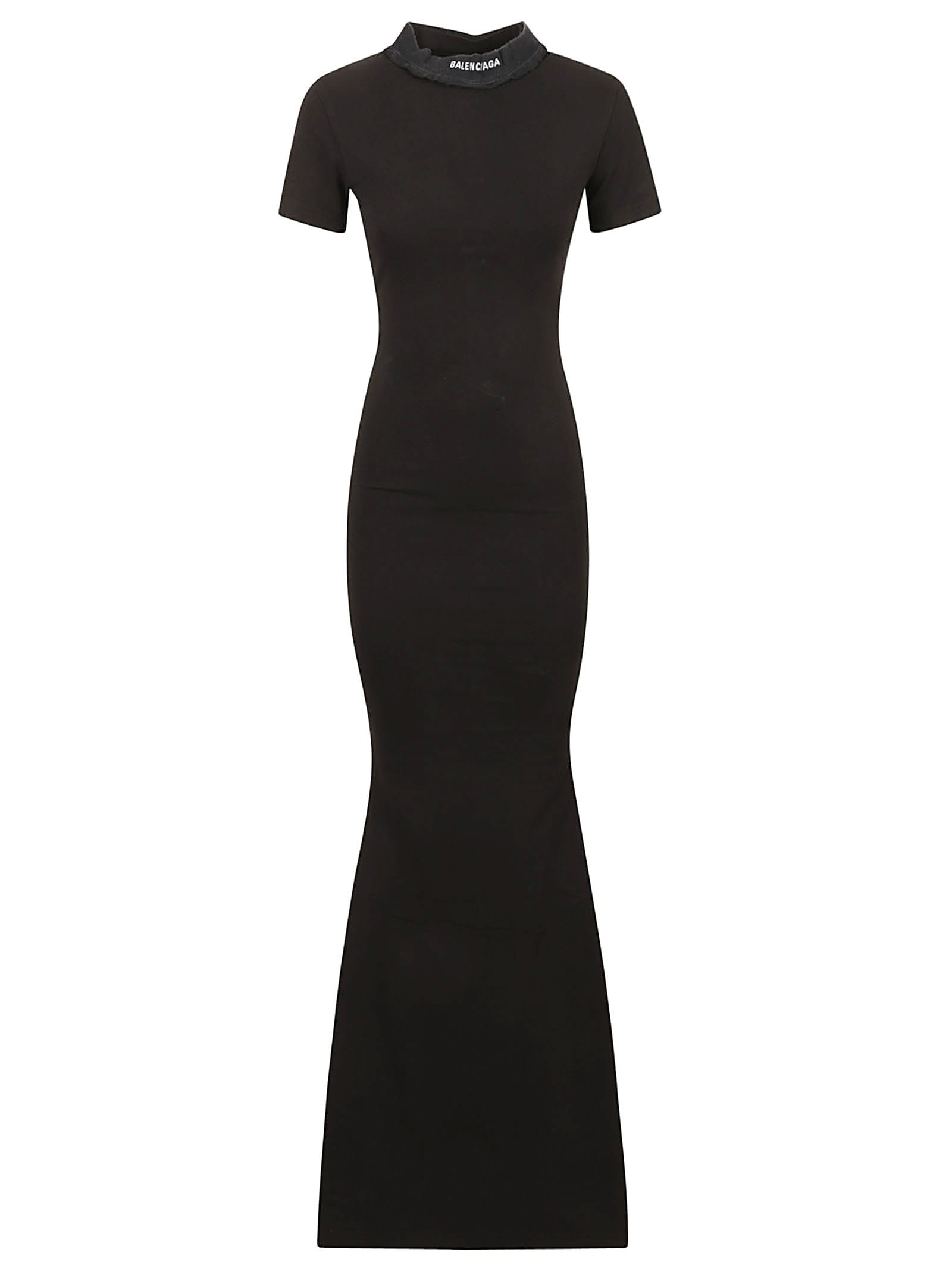 Balenciaga Maxi T-shirt Dress In Washed Black