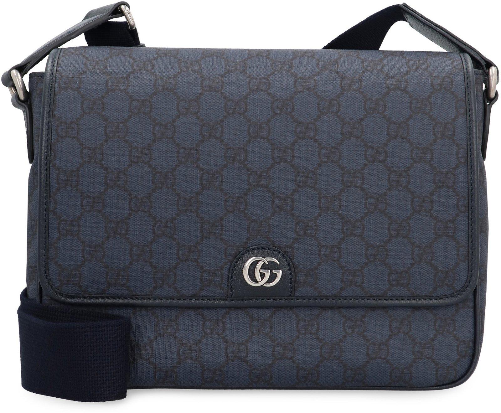 Shop Gucci Gg Supreme Foldover Top Messenger Bag In Blue
