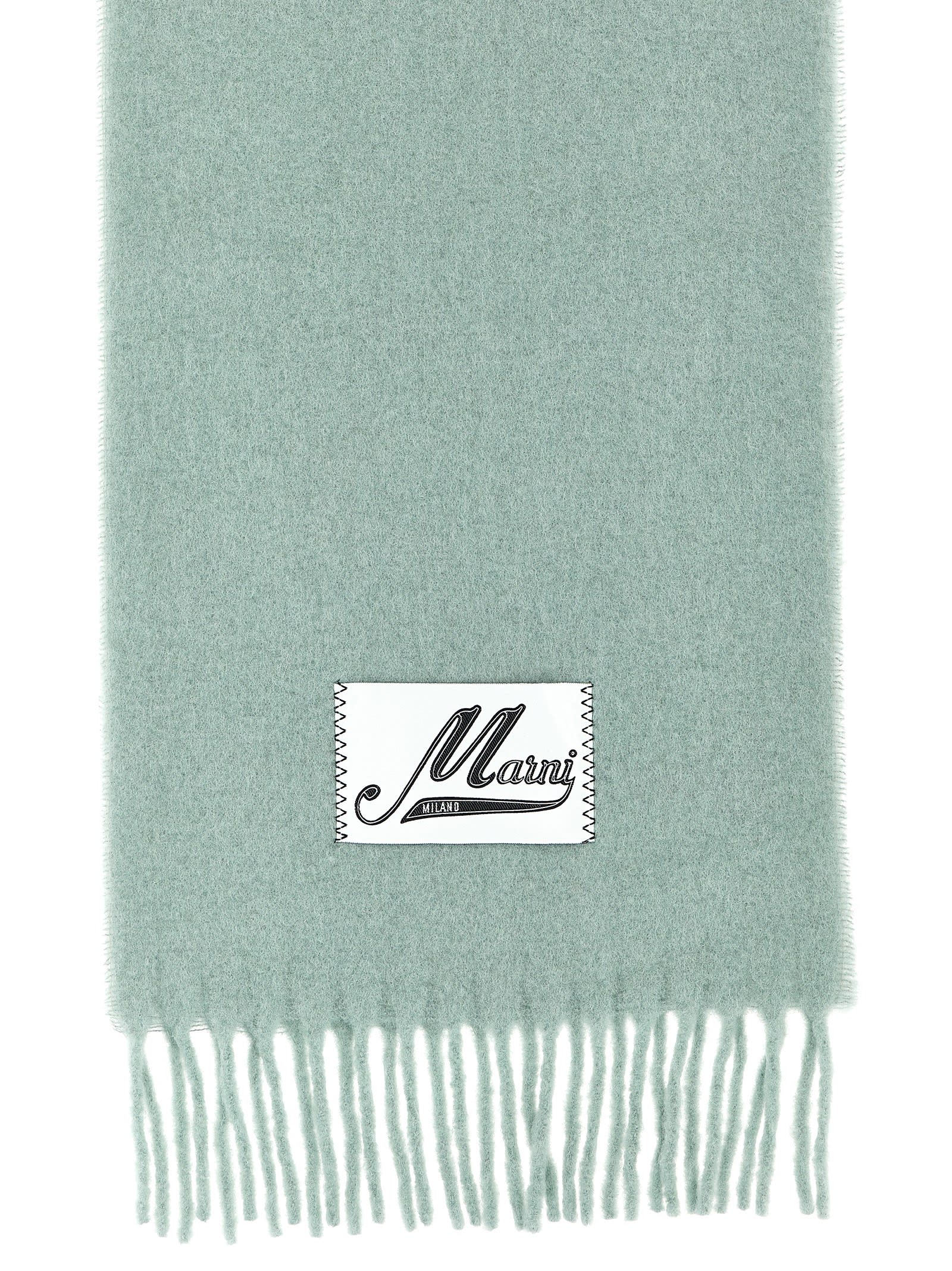 Shop Marni Logo Patch Scarf In Black