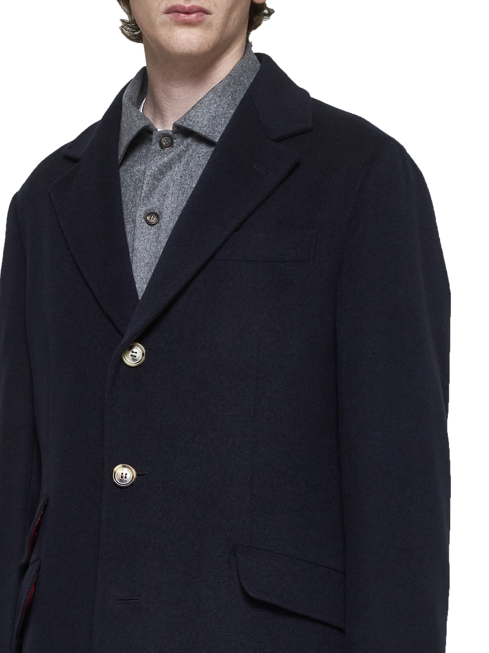 Shop Brunello Cucinelli Coat In Blue