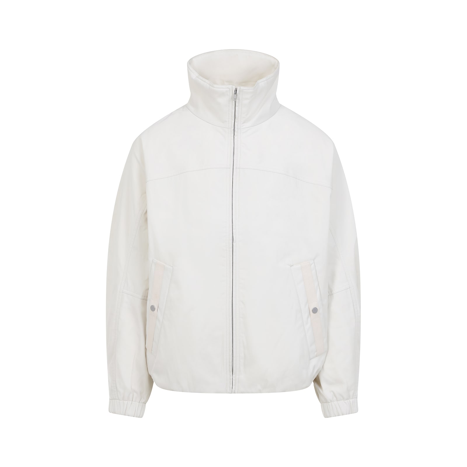 Mordecai High Collar White Jacket With Relaxed Fit In Ivory