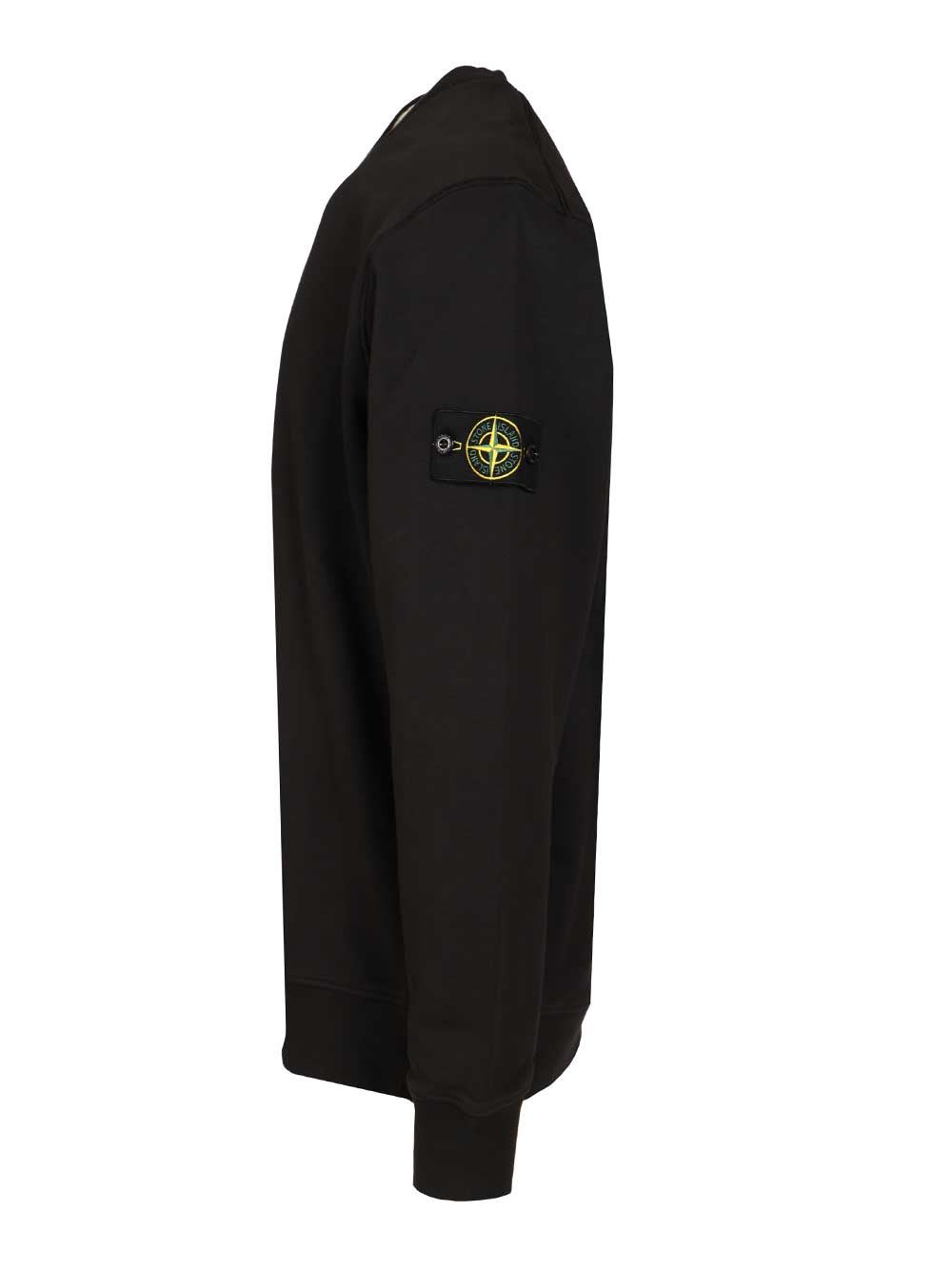 Stone Island Organic Cotton Crewneck Sweatshirt In Black