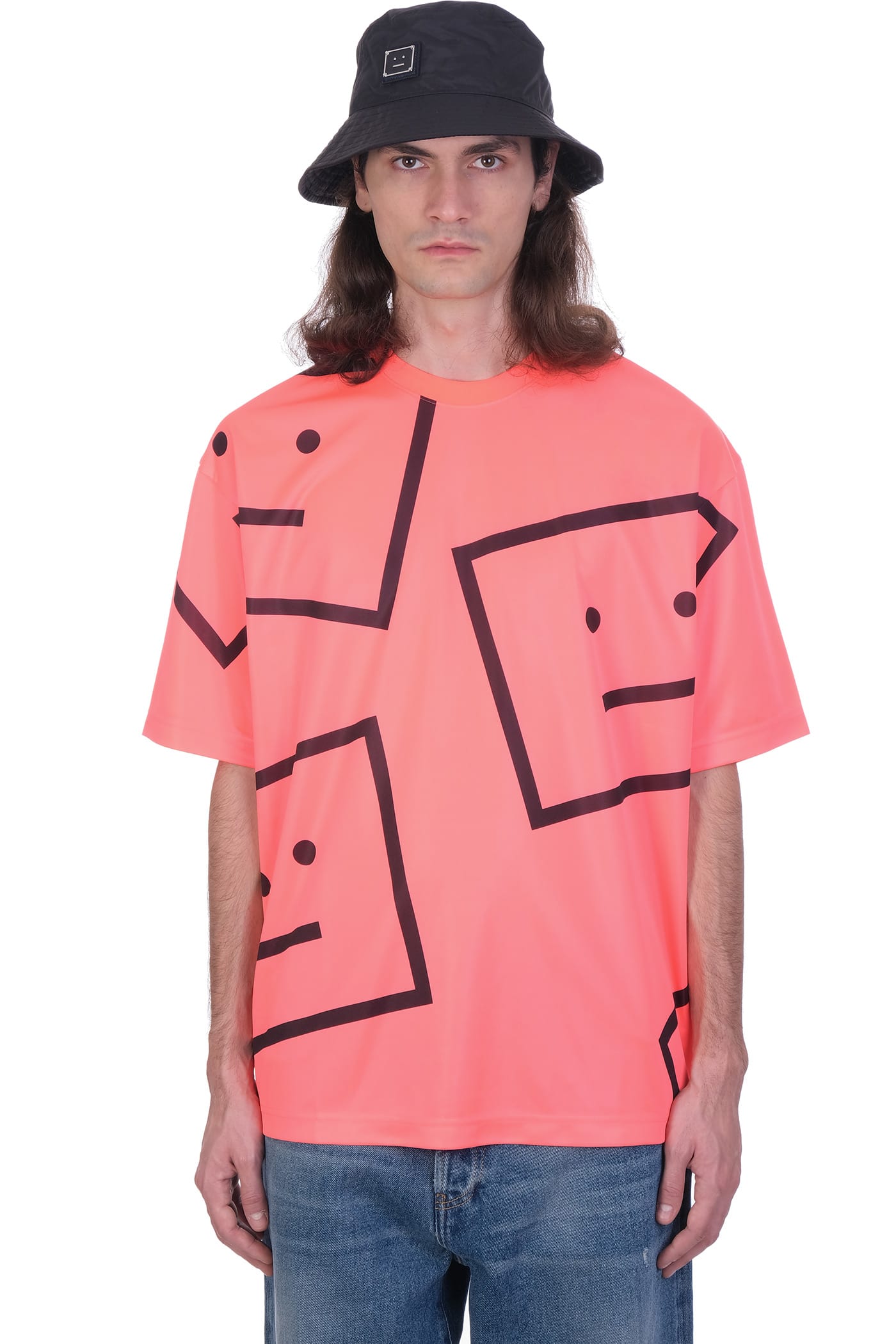 Acne Studios Exford Mega Fac T-shirt In Rose-pink Polyester