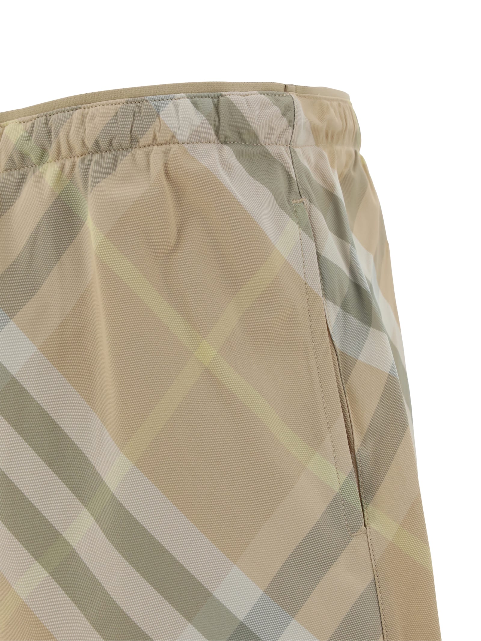 Shop Burberry Swim Trunks In Flax Ip Check
