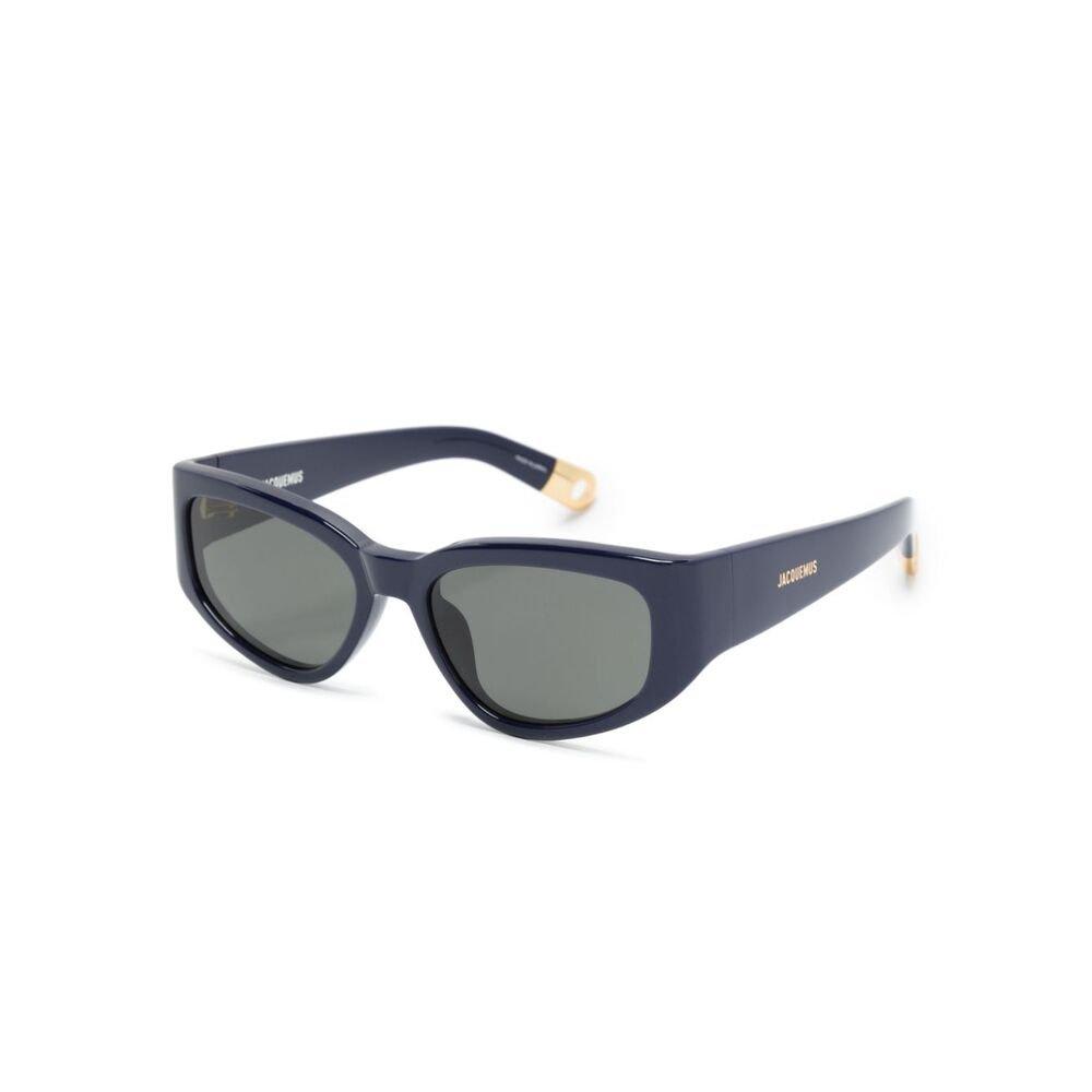 Shop Jacquemus Rectangle Frame Sunglasses In Blue