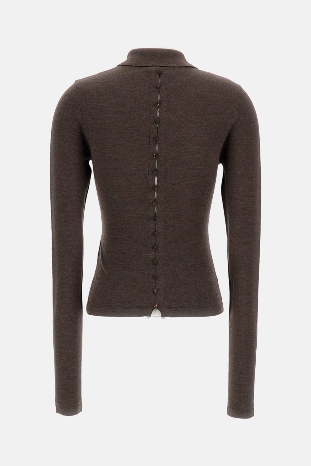 Jacquemus Women Brown The Merino Long-sleeve Polo Shirt In Brown