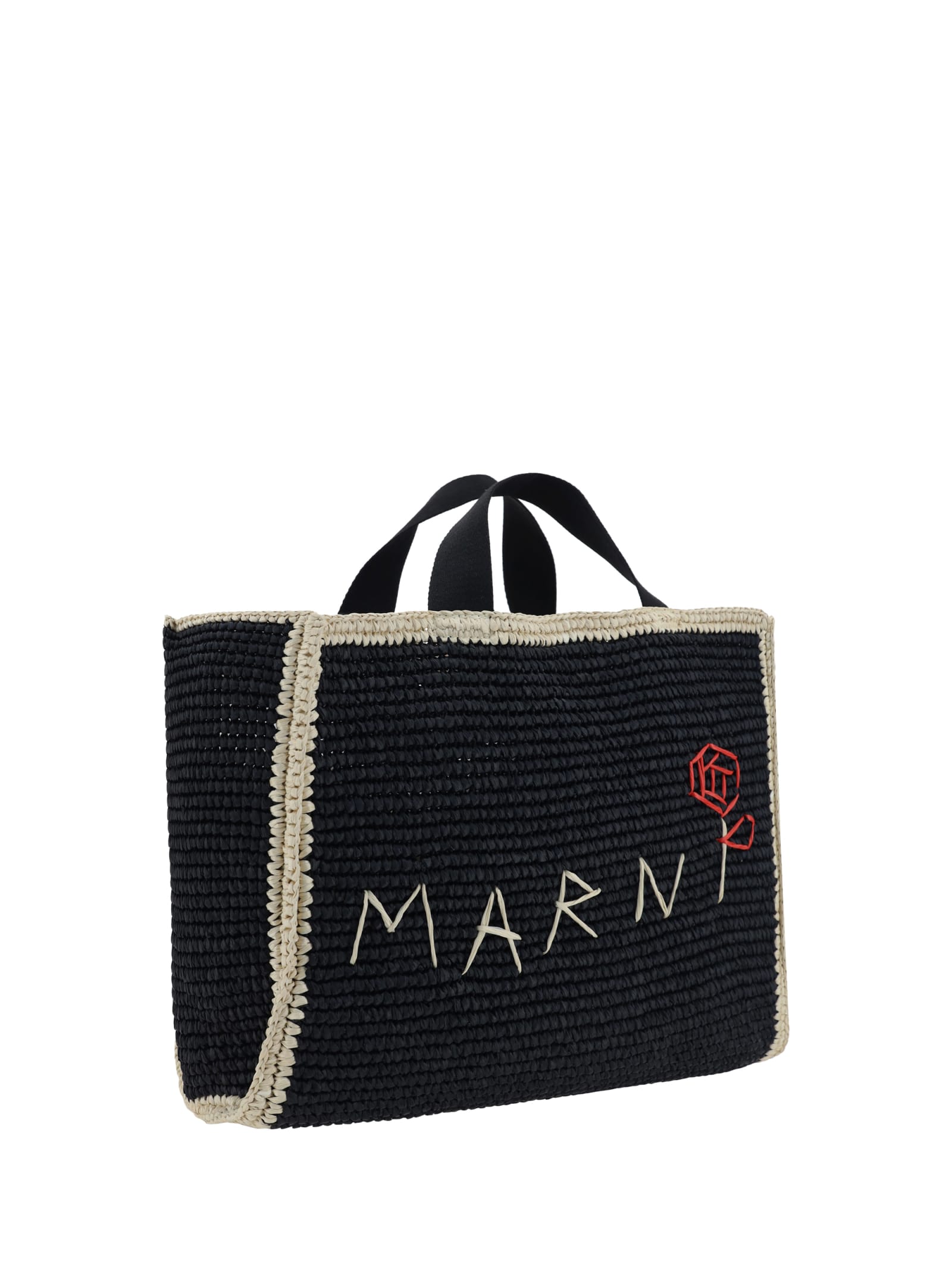 Shop Marni Medium Logo Sillo Tote In Nero/bianco