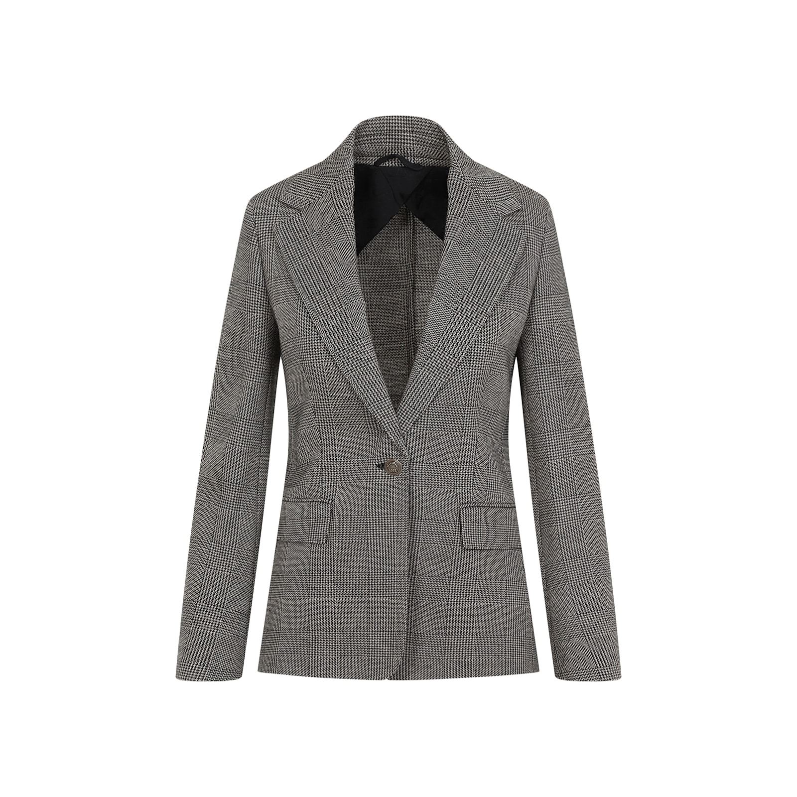 Shop Max Mara Muschio Prince Wales Jacket In Nero Pomice