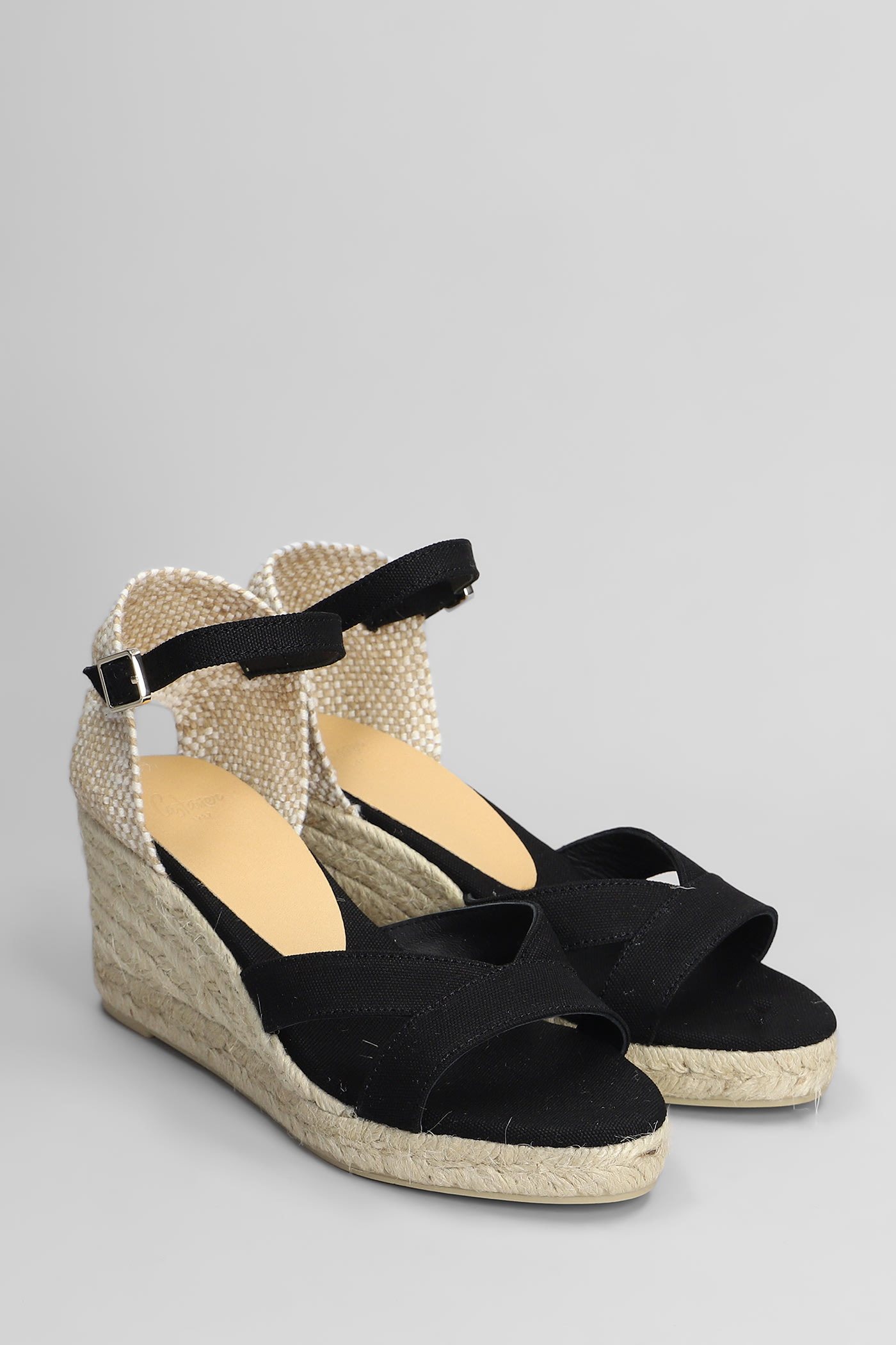 CASTAñER BRUNA-6-001 WEDGES IN BLACK CANVAS