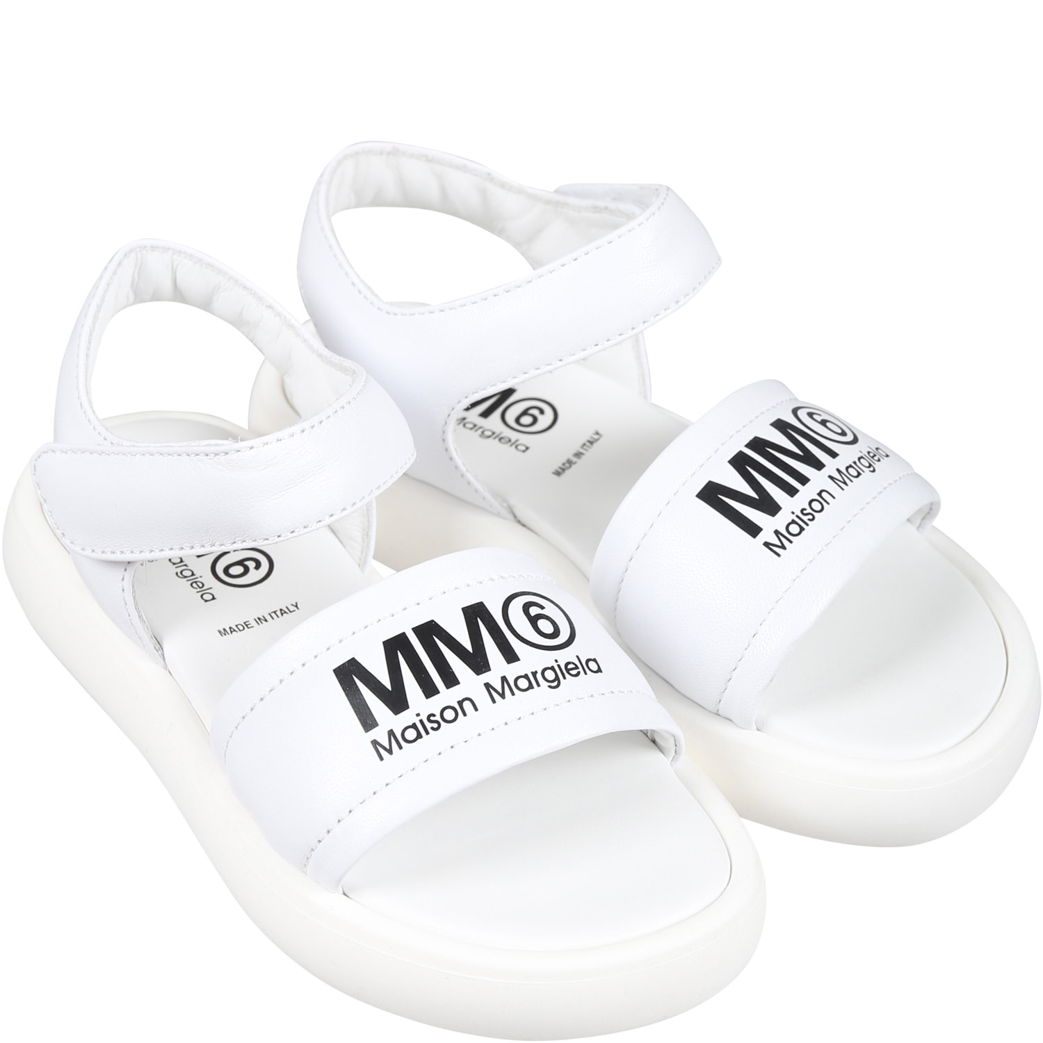 Shop Mm6 Maison Margiela White Sandals For Girl With Logo