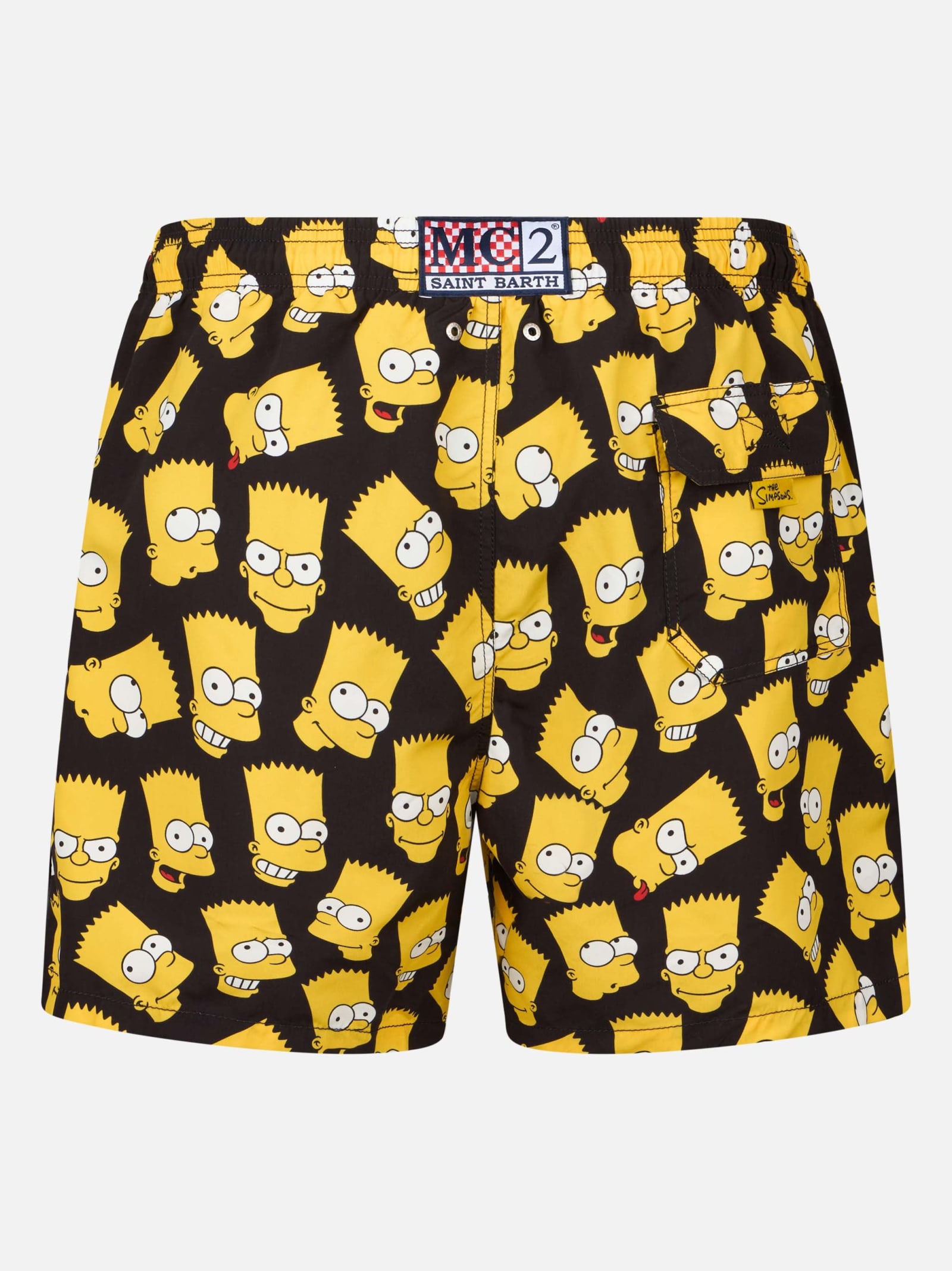 Mc2 Saint Barth Gustavia Bart Faces-print Swim Shorts In Black