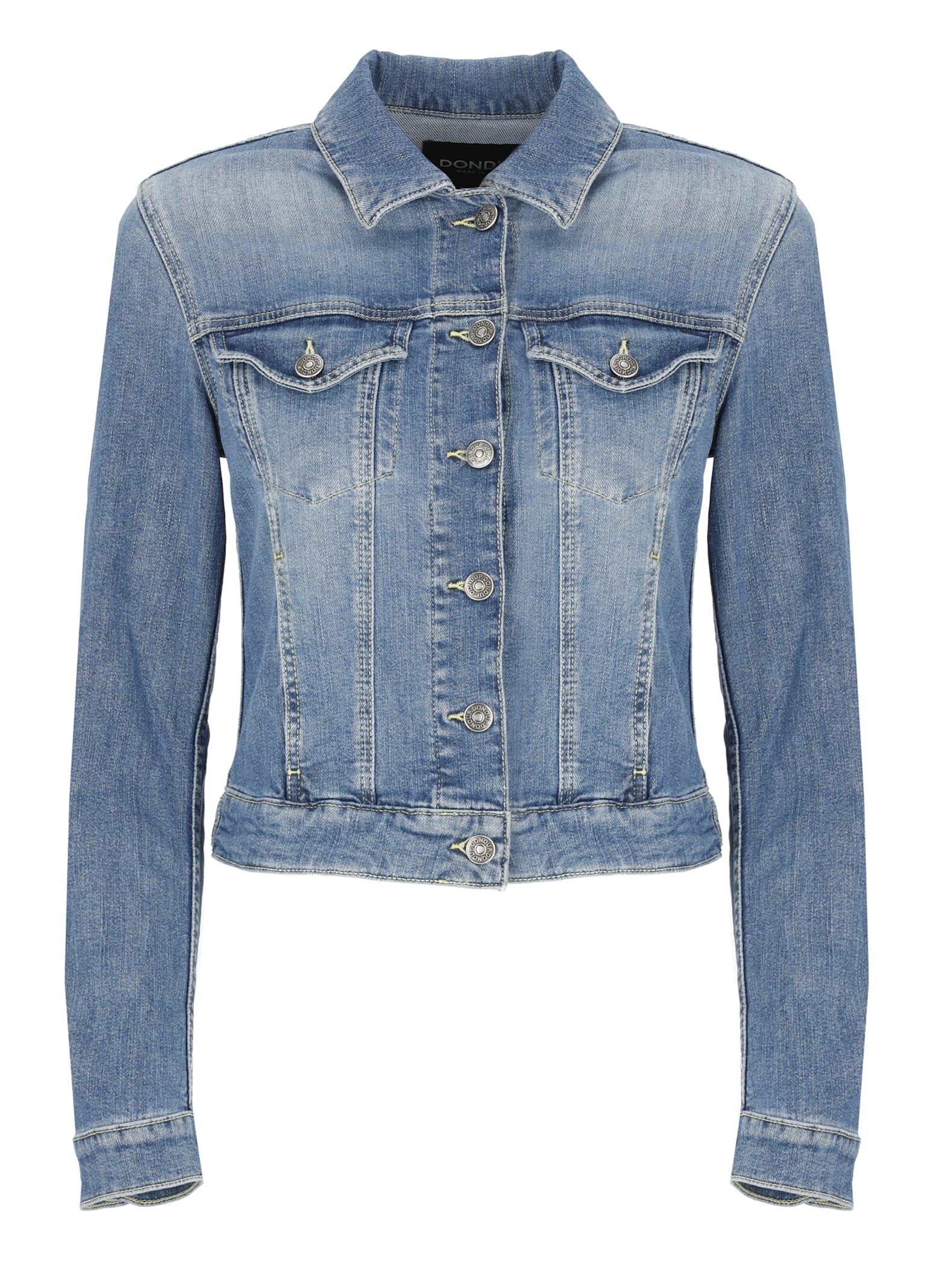 Dondup Denim Jacket With Long Sleeves And Collared Neck In Blue