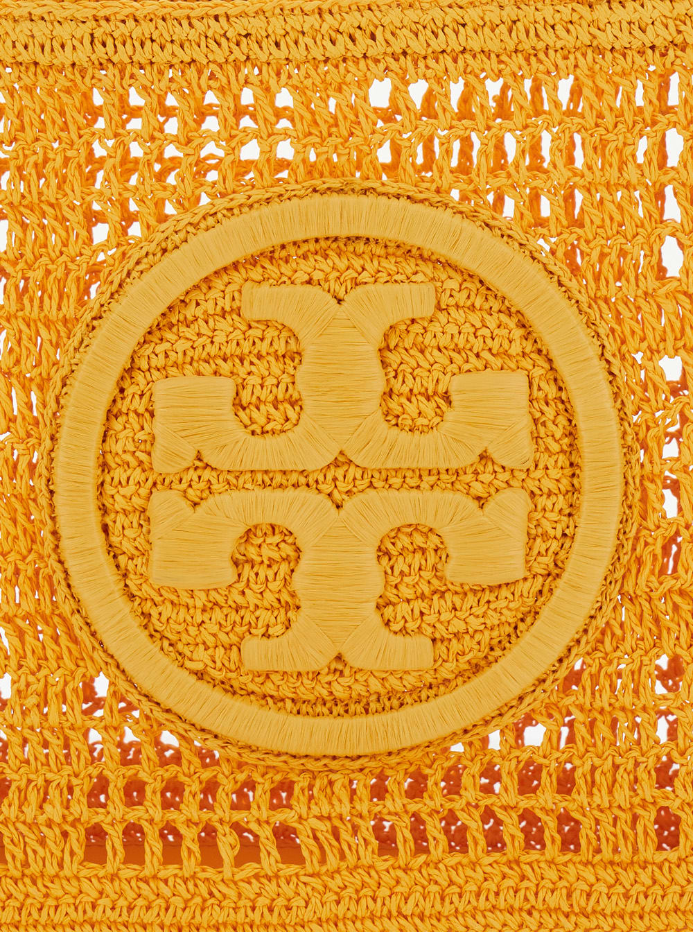 TORY BURCH ELLA ORANGE SHOPPER WITH WOVEN DESIGN AND EMBROIDERED LOGO ON THE FRONT IN RAFFIA WOMAN