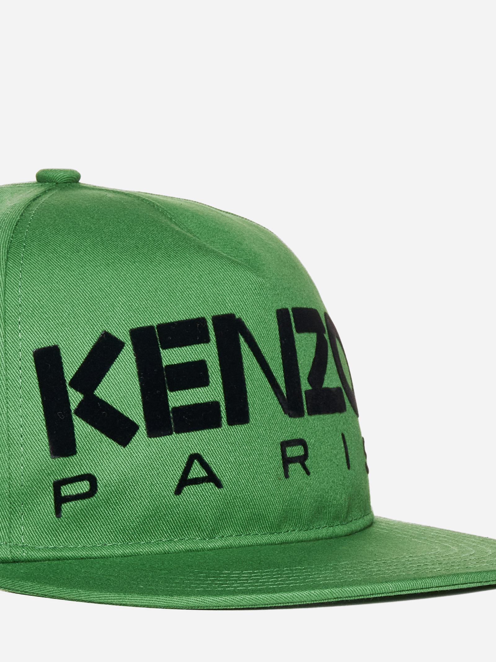 Shop Kenzo Logo Cotton Baseball Cap In Green