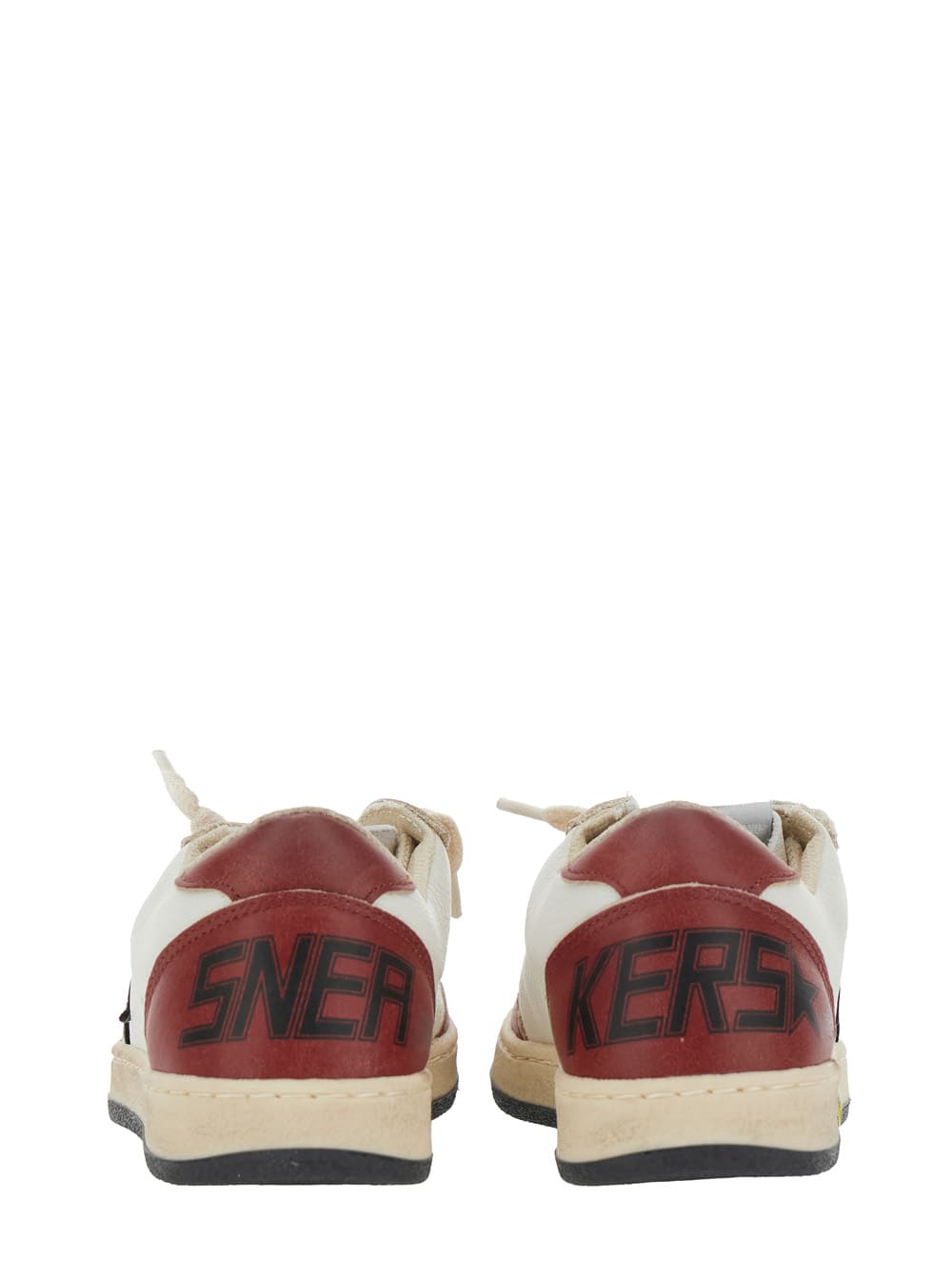 Shop Golden Goose Ballstar Red Sneakers With Star Patch On The Side And Logo Lettering On The Side In Leather Boy