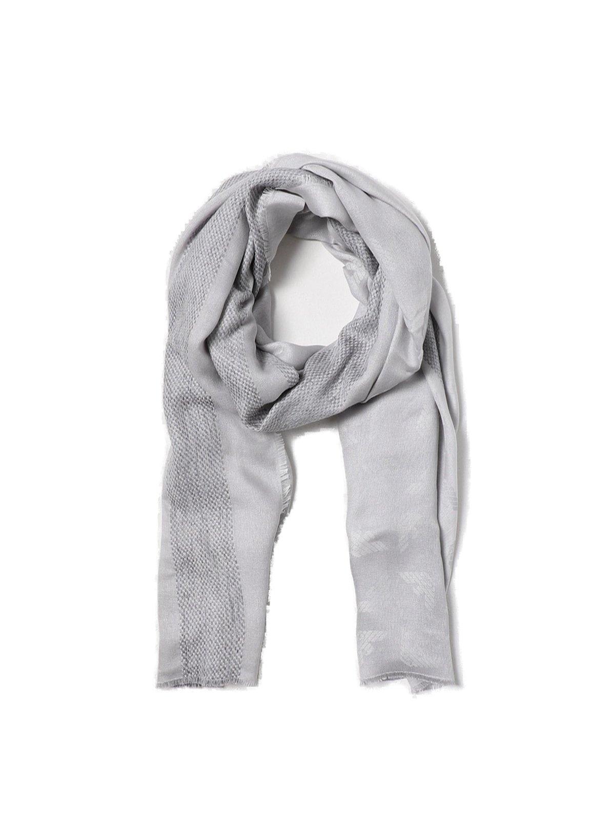 GIORGIO ARMANI LOGO JACQUARD FRAYED SCARF GIORGIO ARMANI 