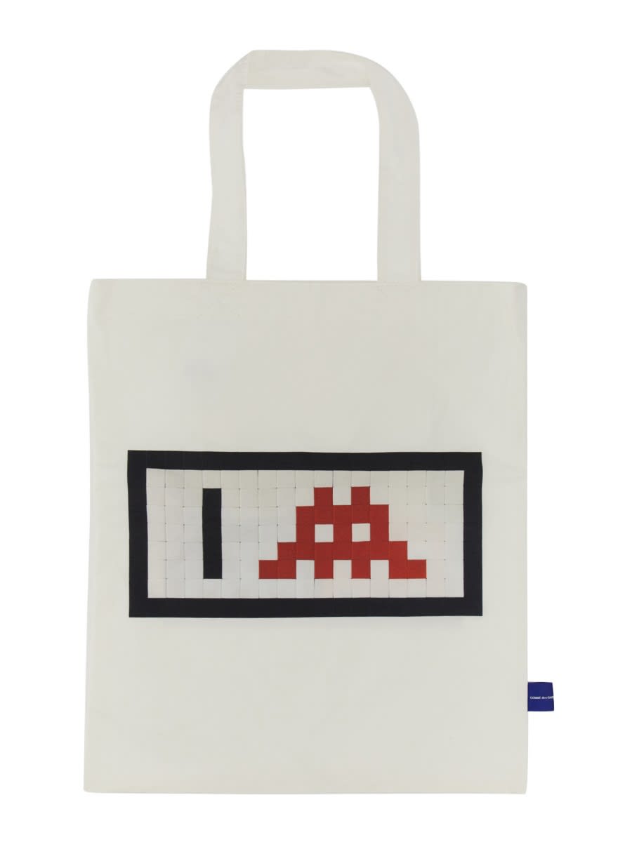 Shop Comme Des Garçons Shirt Pixel Shopping Bag In White