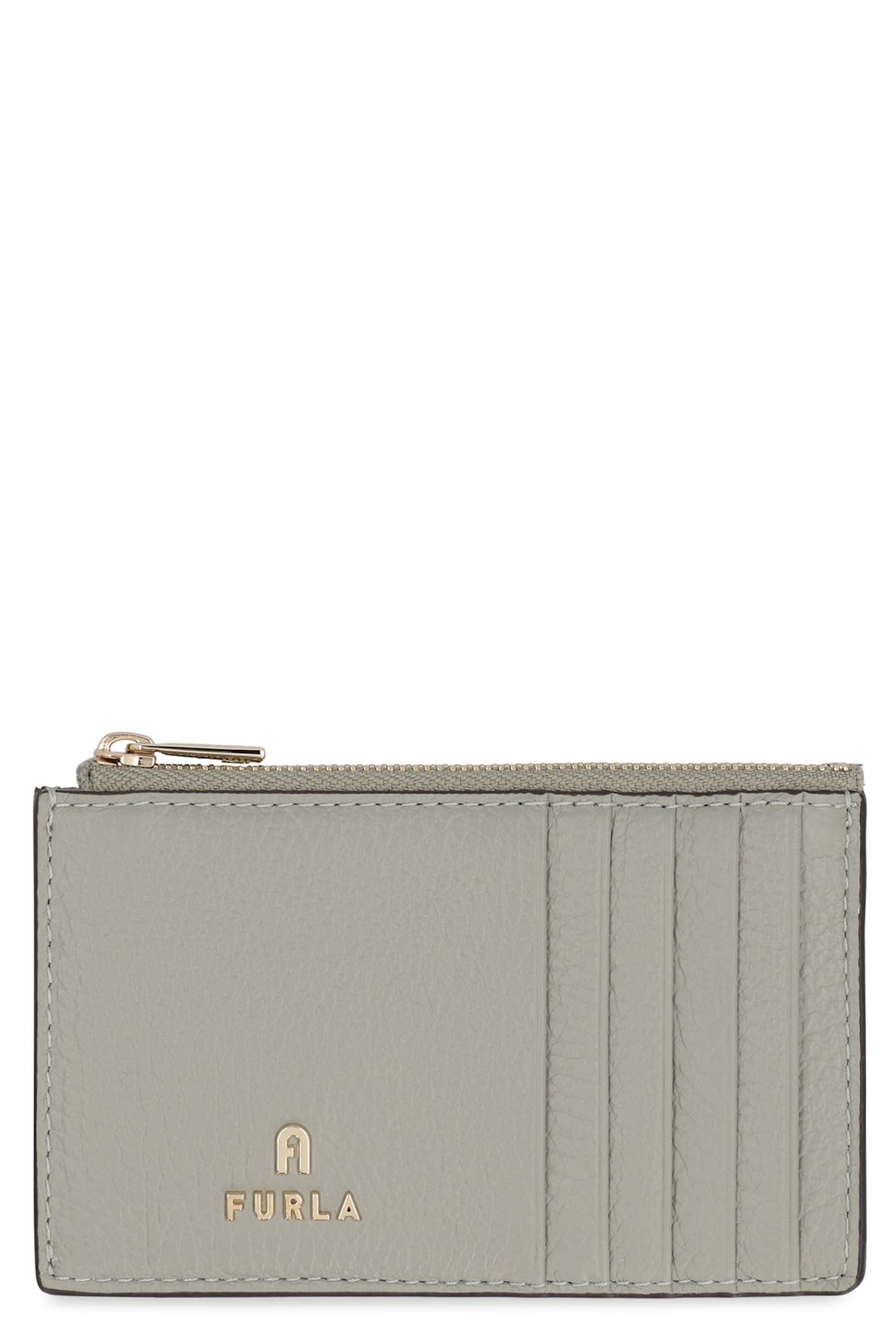 Furla Camelia Leather Card Holder In Green