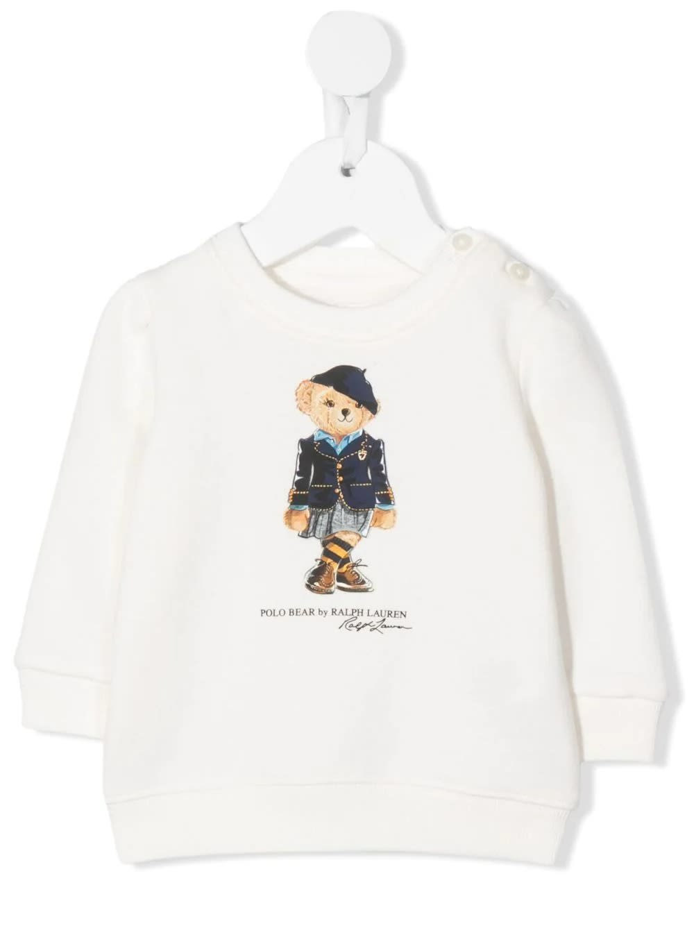 Ralph Lauren Baby White Sweatshirt With Polo Bear Print