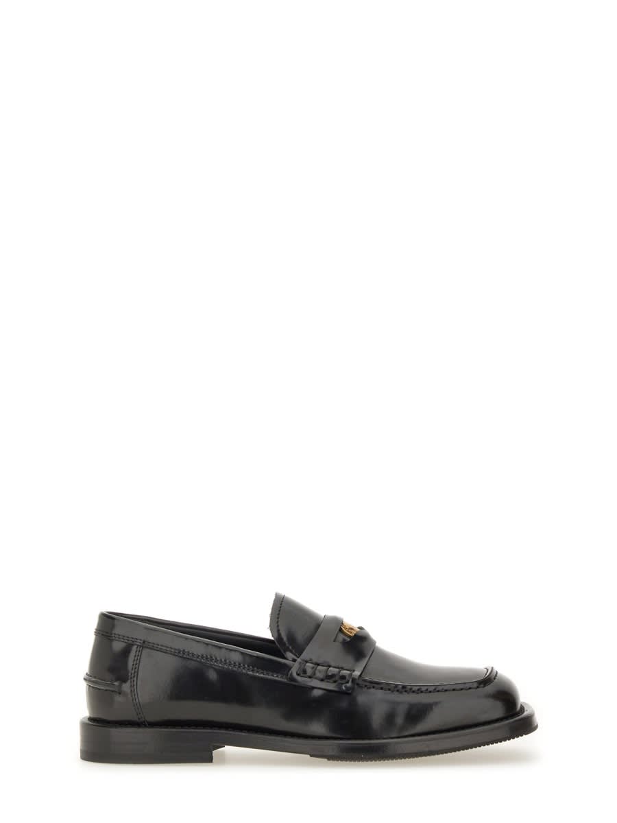 Moschino Classic Penny Loafer With Stacked Heel In Black