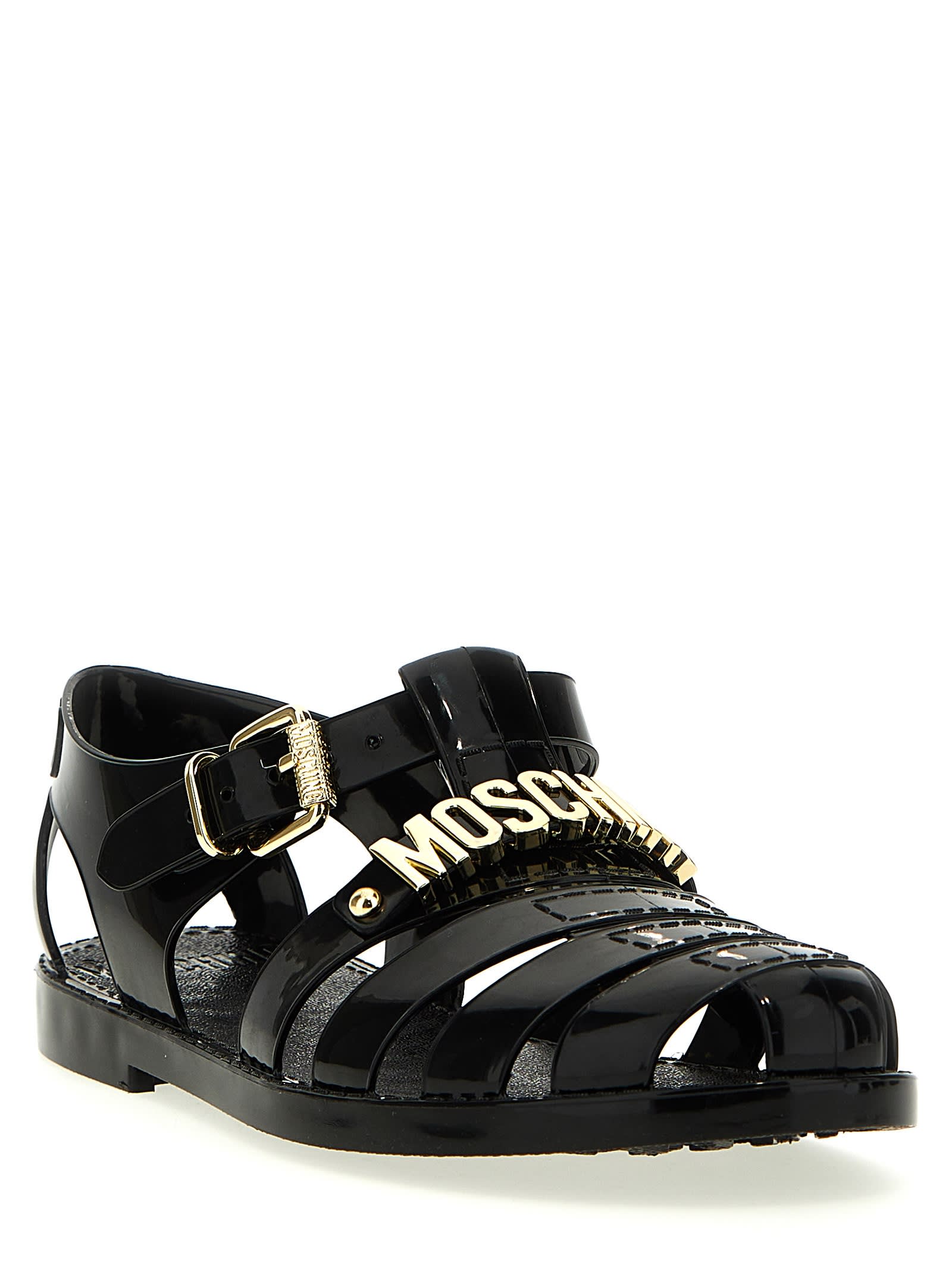 Shop Moschino Jelly Sandals In Black