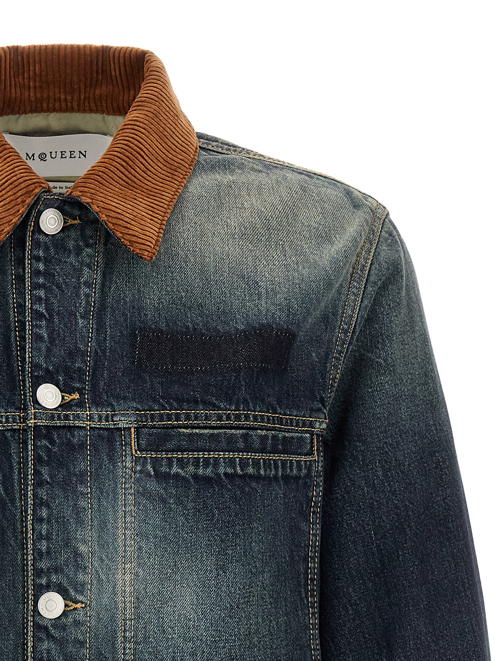 Alexander Mcqueen Trucker Puffer Jackets Blue In Blue