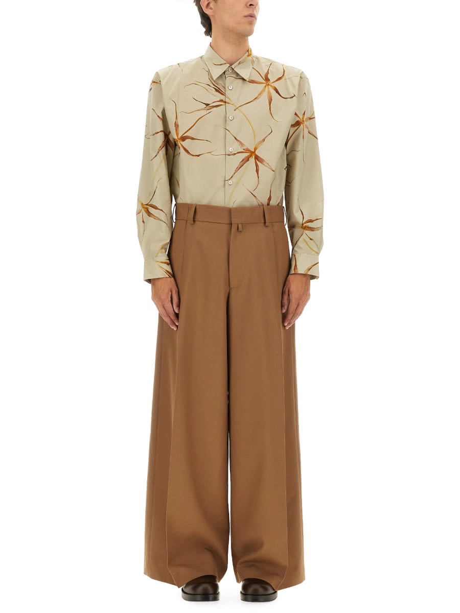 Dries Van Noten Floral Long Sleeve Tulip Print Top In Neutral