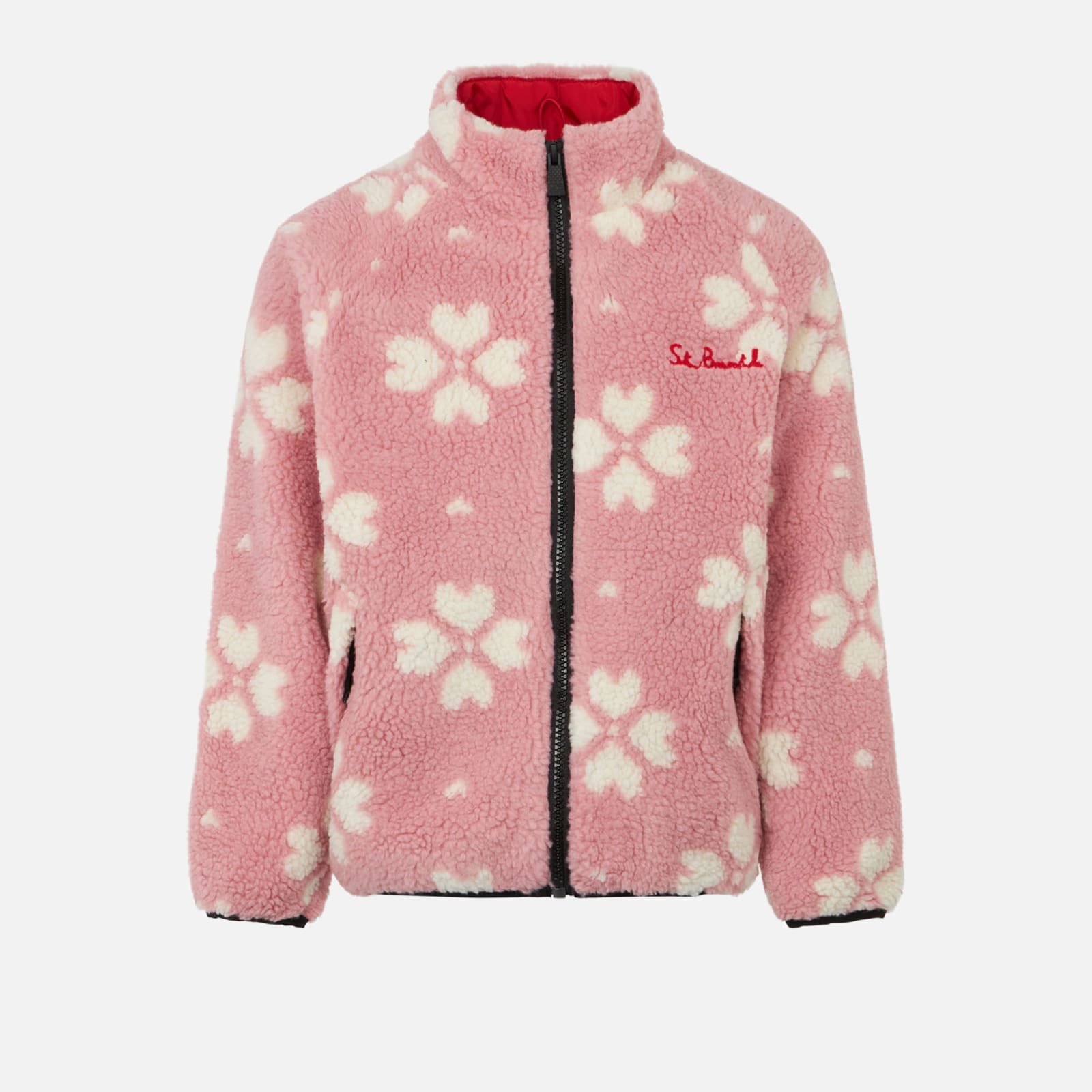 Mc2 Saint Barth Girl Sherpa Jacket With Hello Kitty Print Hello Kitty Special Edition In Pink