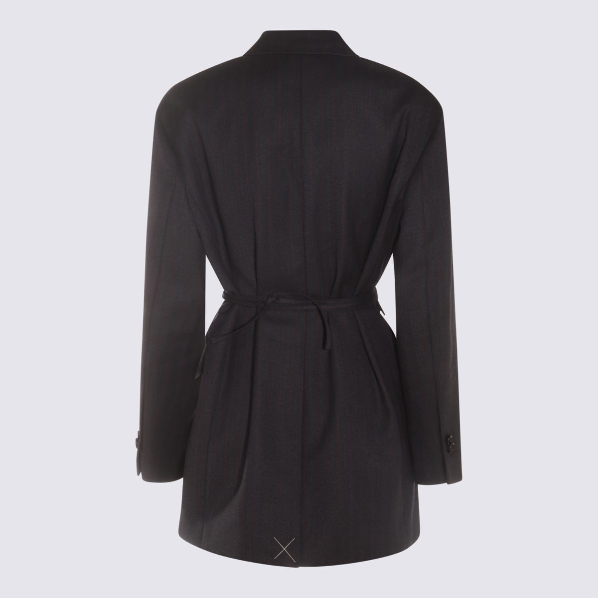 Shop Bottega Veneta Black Wool Casual Jacket In Black/blue Melange