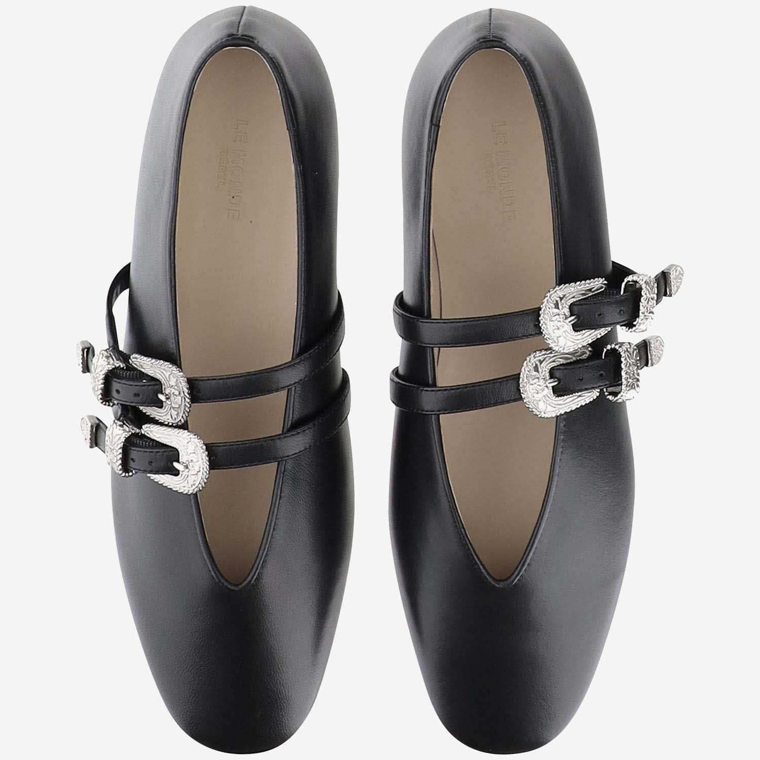 Shop Le Monde Beryl Claudia Leather Ballet Flats In Black