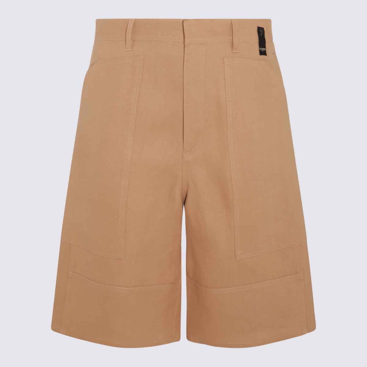Fendi Camel Shorts In Brown