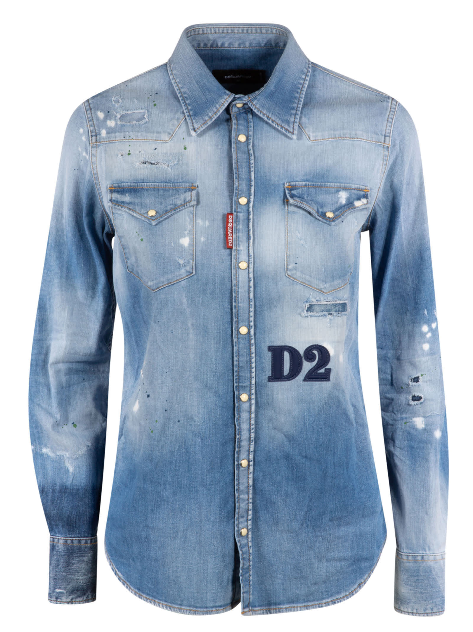 Dsquared2 Denim Chest Buttoned Pocket Detail Shirt