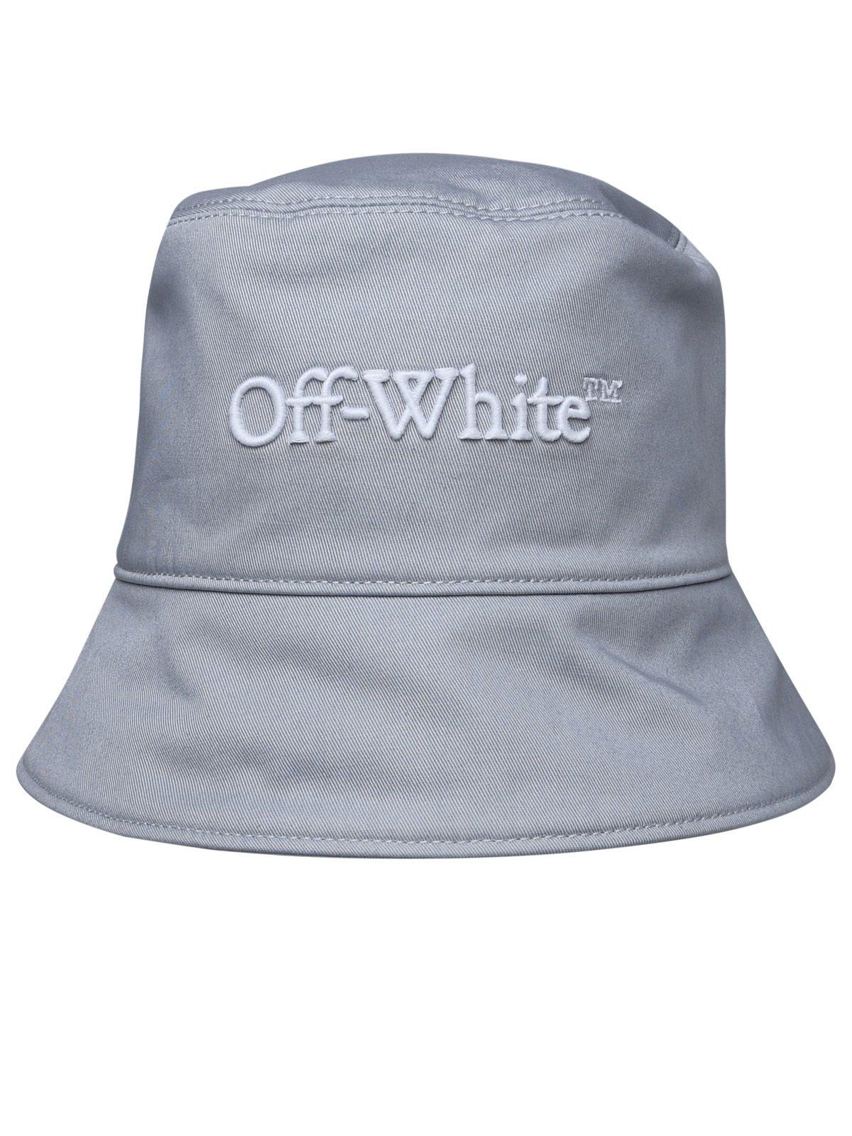 Off-white Bookish Drill Logo Embroidered Bucket Hat In Artic Ice White