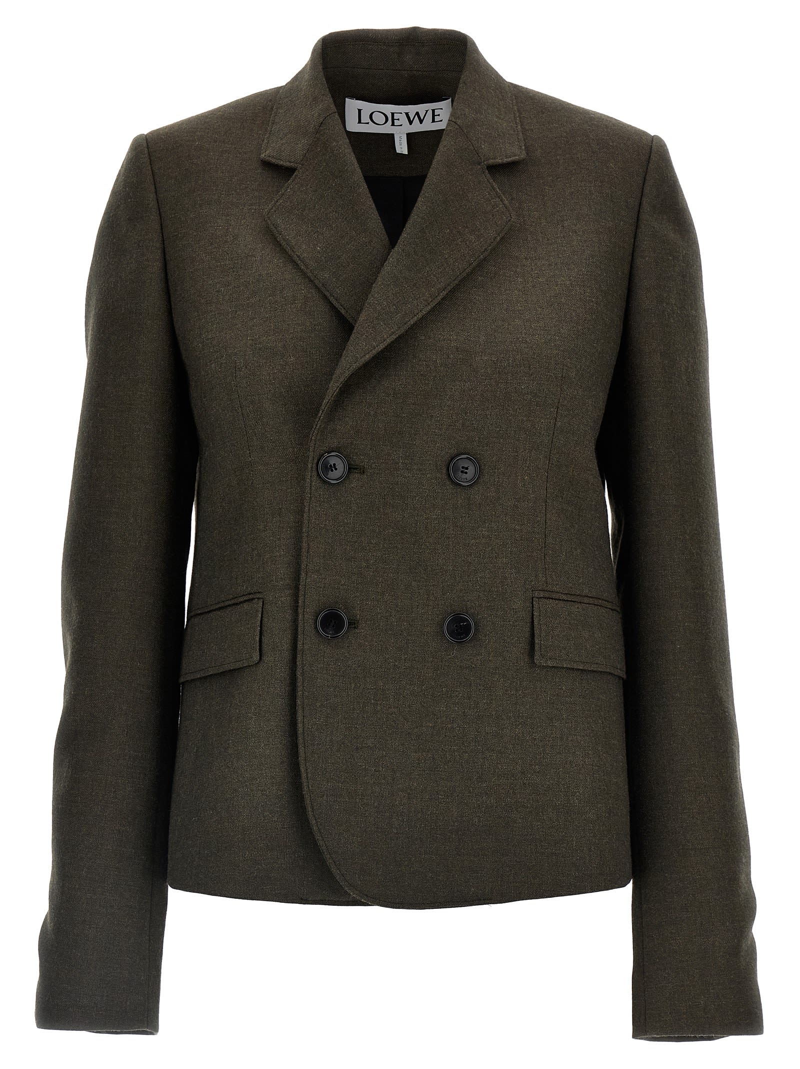 Shop Loewe Mélange Twill Blazer In Brown