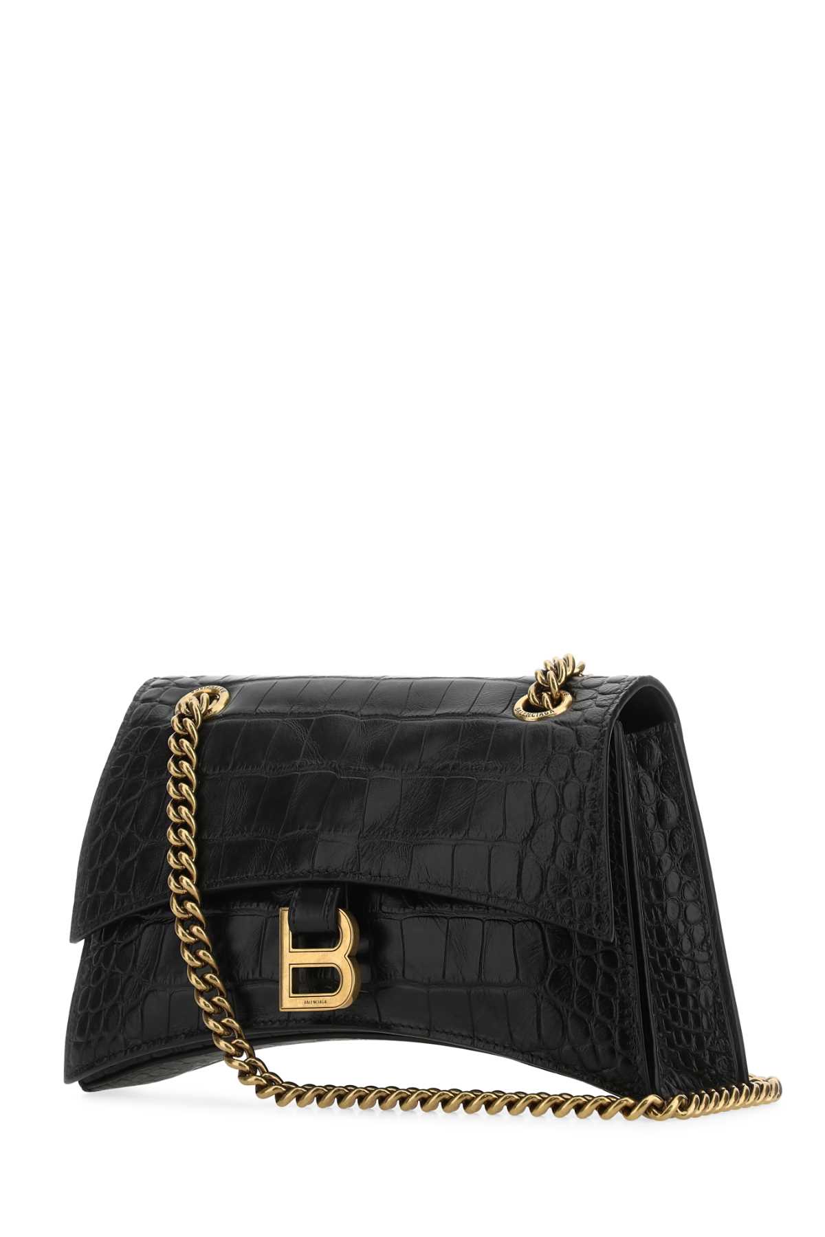 Shop Balenciaga Black Leather Crush S Shoulder Bag