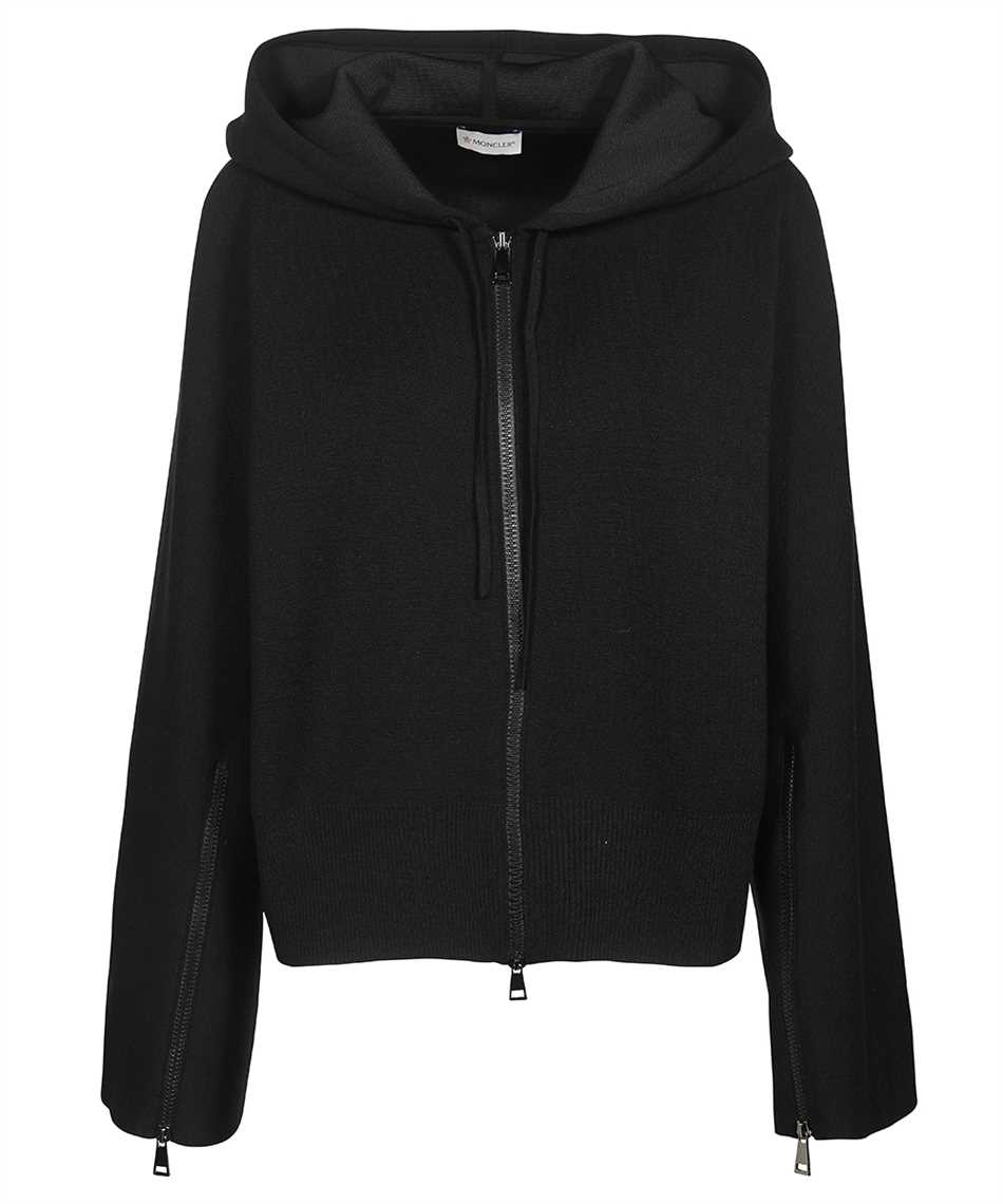 Shop Moncler Knitted Full Zip Hoodie In Black