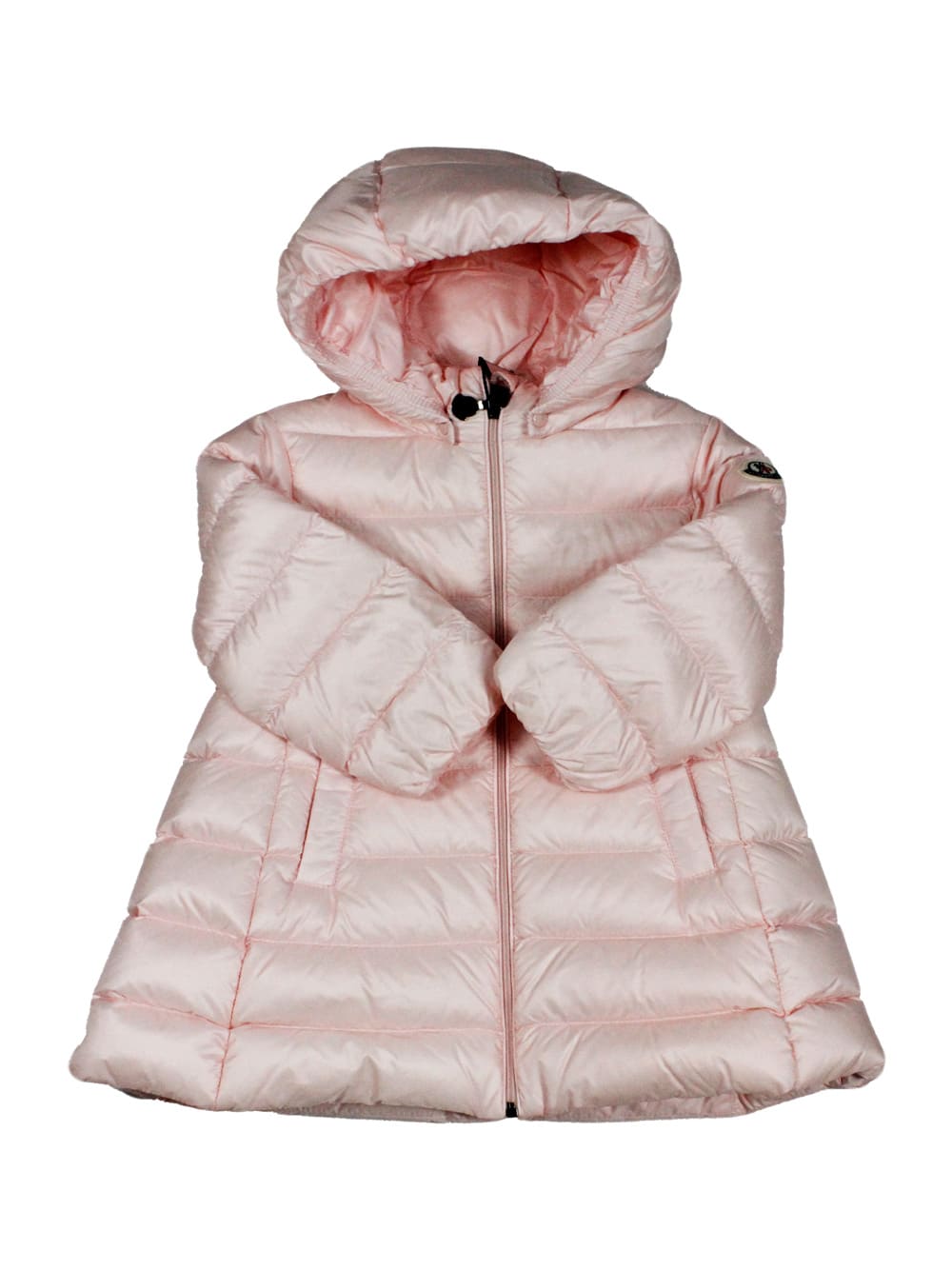 Moncler Long Down Jacket Majeure Padded With Real Goose Down With Detachable Hood And Zip Closure Welt Pocke In Multi