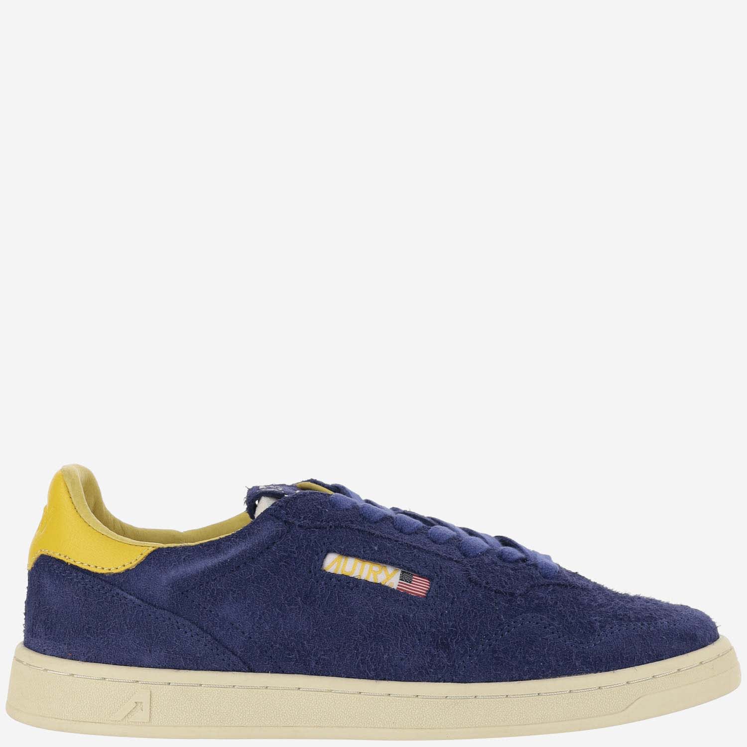 Shop Autry Medalist Low Sneakers In Suede Hair Sand Effect In Blue